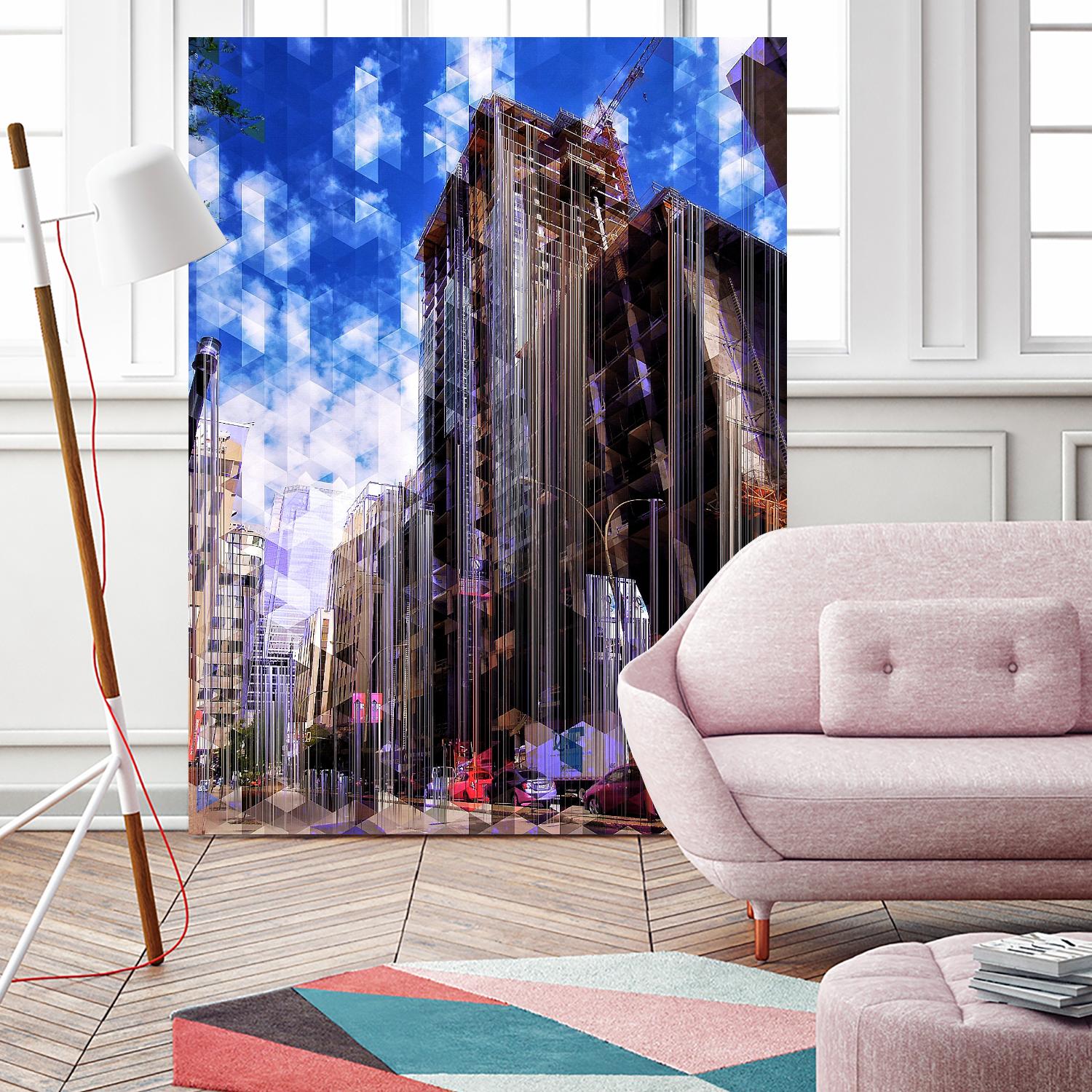 Urban Distortion V by Jean-François Dupuis on GIANT ART - blue city scene rue