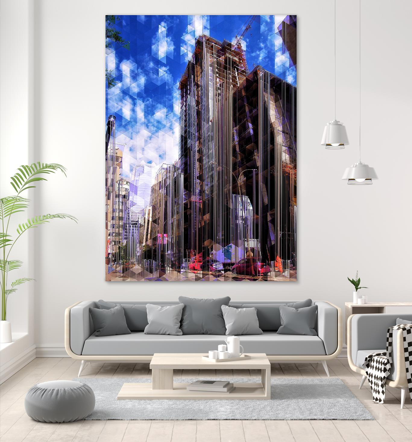 Urban Distortion V by Jean-François Dupuis on GIANT ART - blue city scene rue