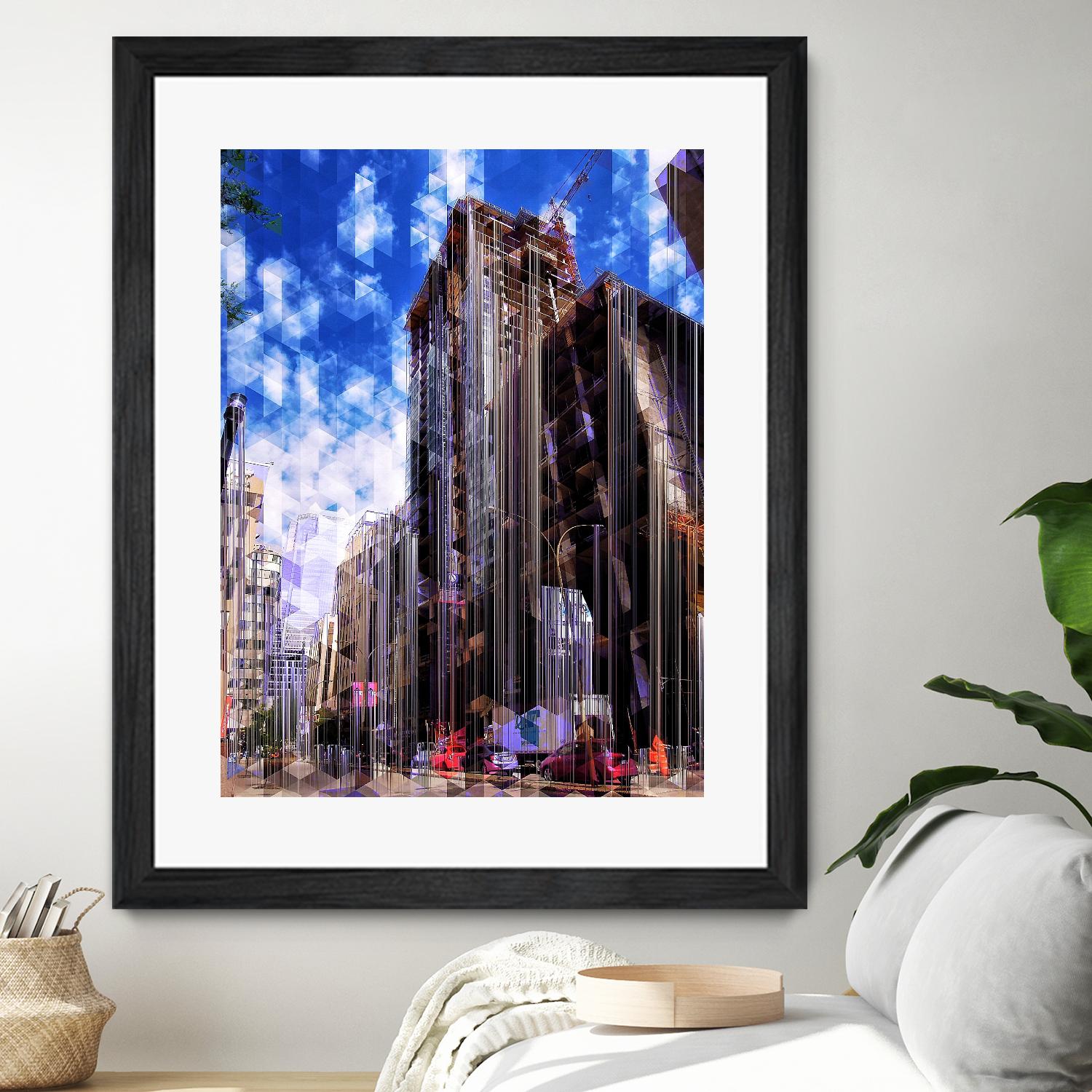 Urban Distortion V by Jean-François Dupuis on GIANT ART - blue city scene rue