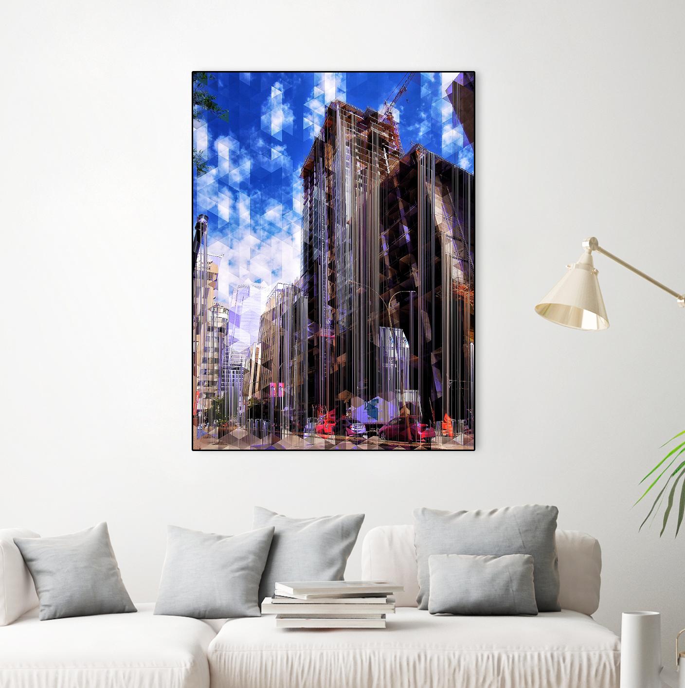 Urban Distortion V by Jean-François Dupuis on GIANT ART - blue city scene rue