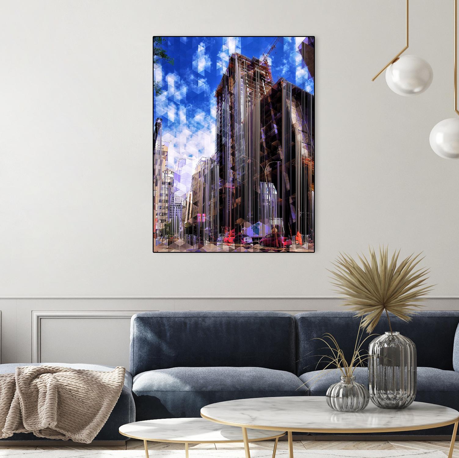 Urban Distortion V by Jean-François Dupuis on GIANT ART - blue city scene rue