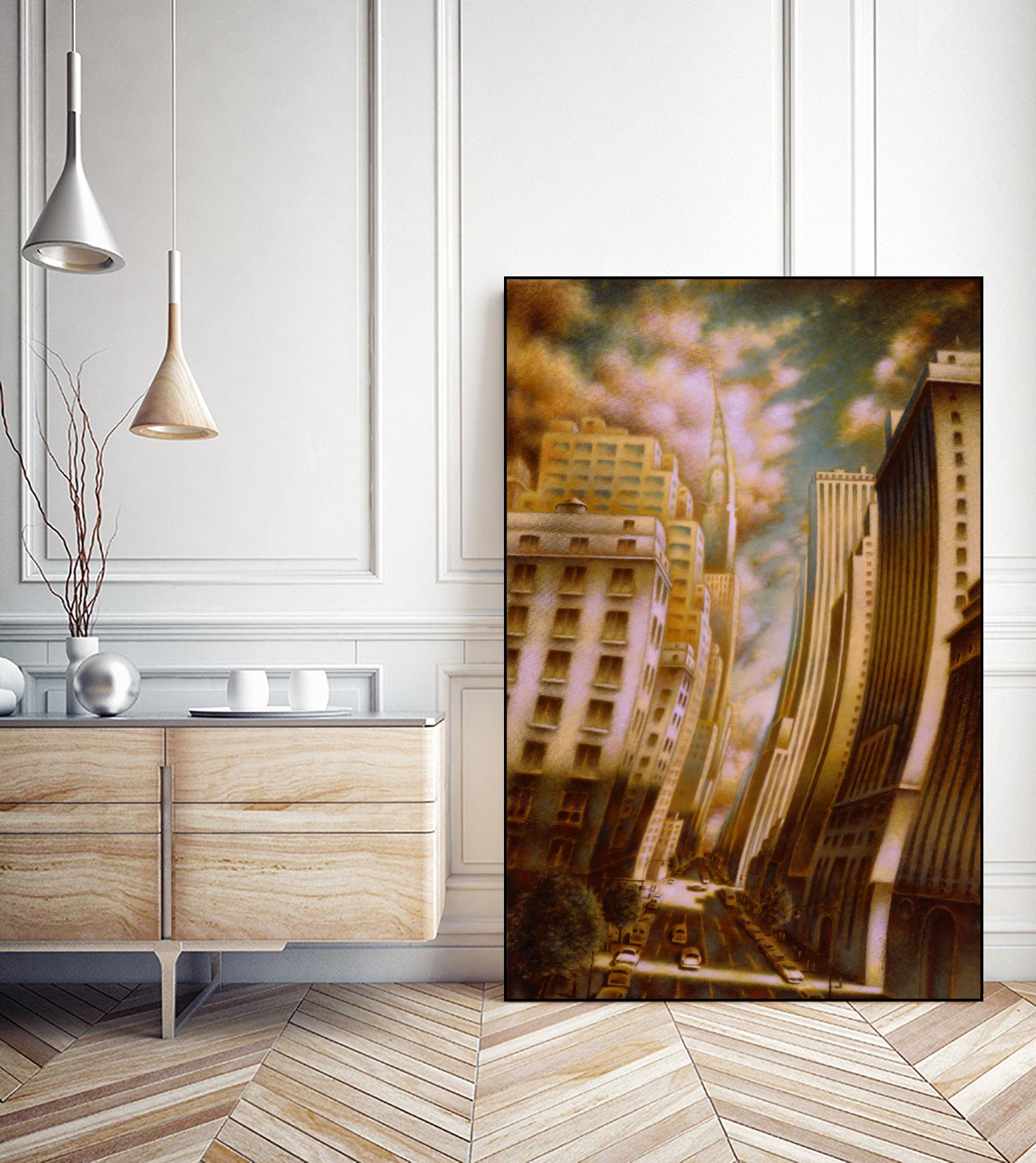 Le Caniveau des ombres fluides by Alain Cardinal on GIANT ART - gold architecture down town