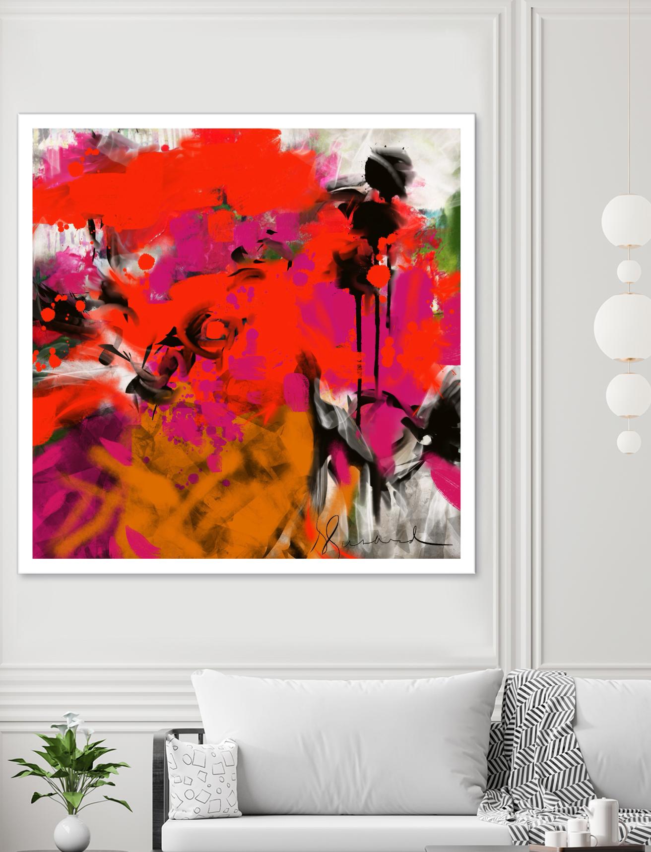 Joy by Doris Savard on GIANT ART - red digital fleurs contemporaines