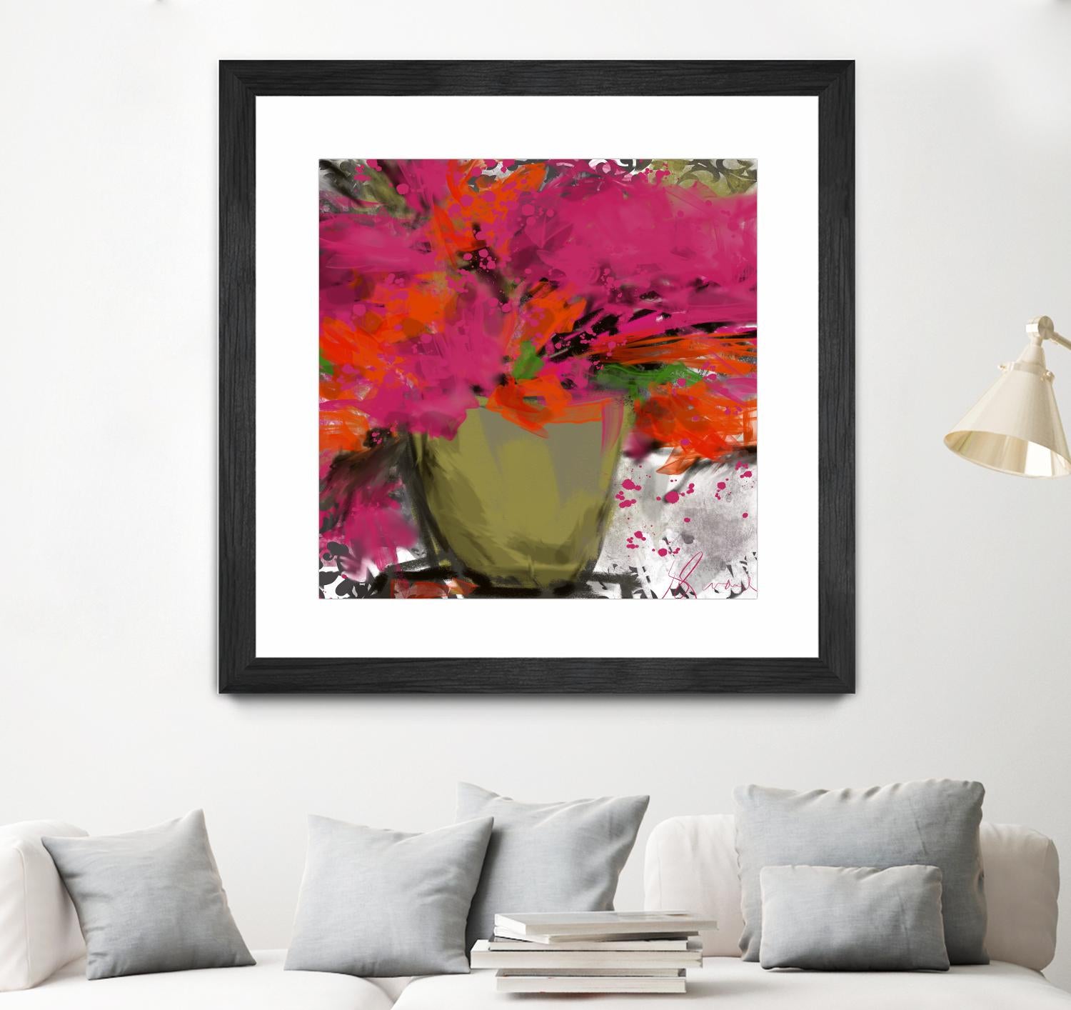 Summer time by Doris Savard on GIANT ART - orange flowers stylisé