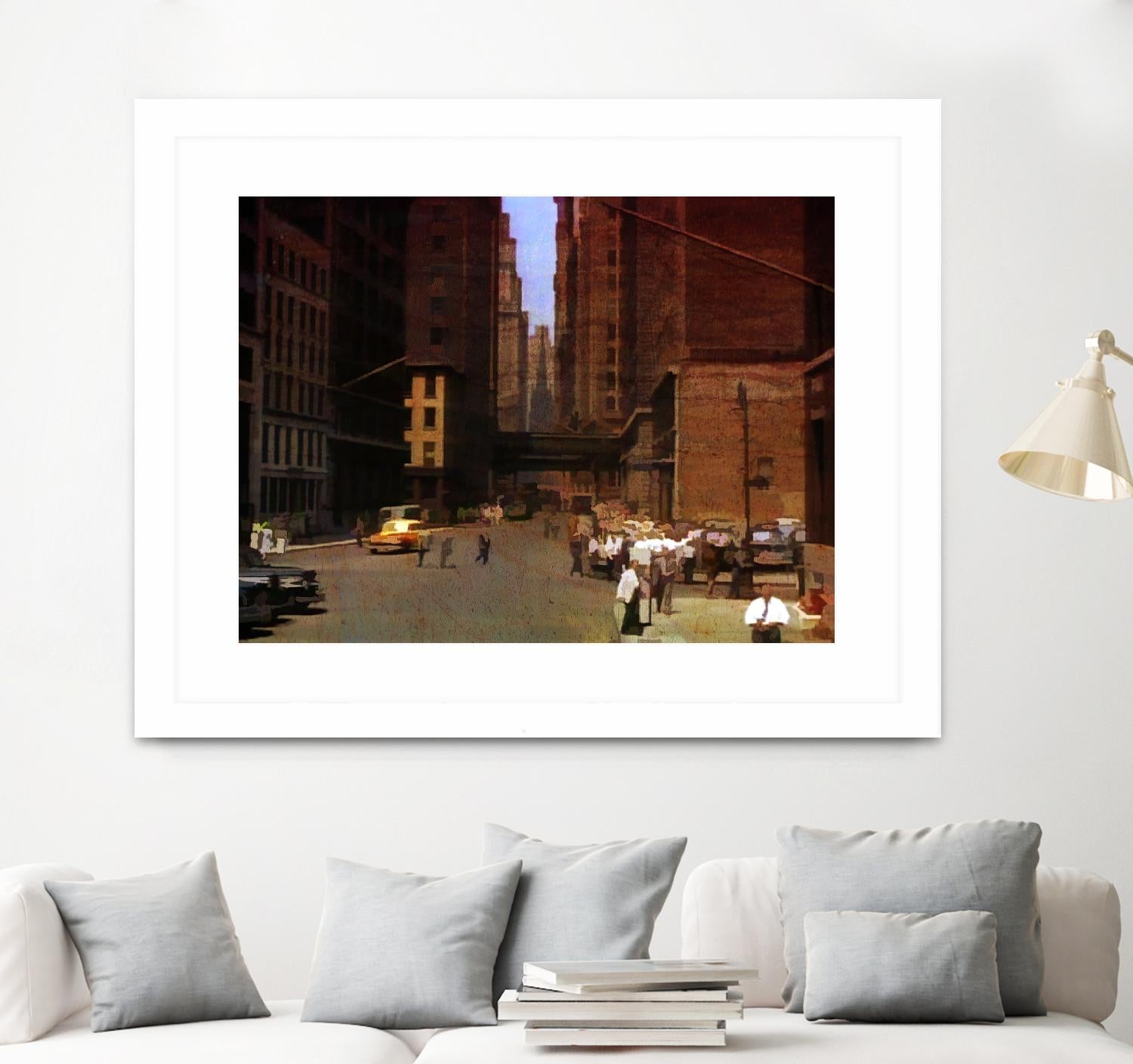 New York 1949 - 2 by Jean-François Dupuis on GIANT ART - beige city scene ouvriers