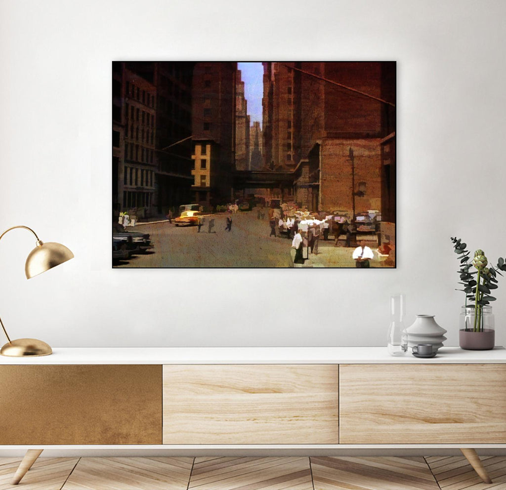 New York 1949 - 2 by Jean-François Dupuis on GIANT ART - beige city scene ouvriers