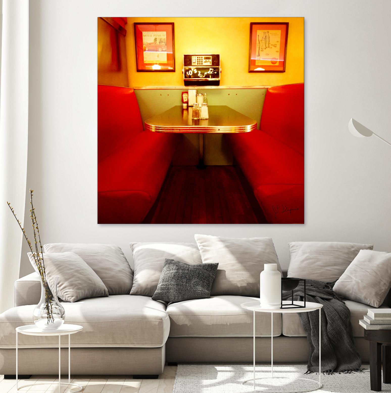 1945's diner IX by Jean-François Dupuis on GIANT ART - red vintage bench