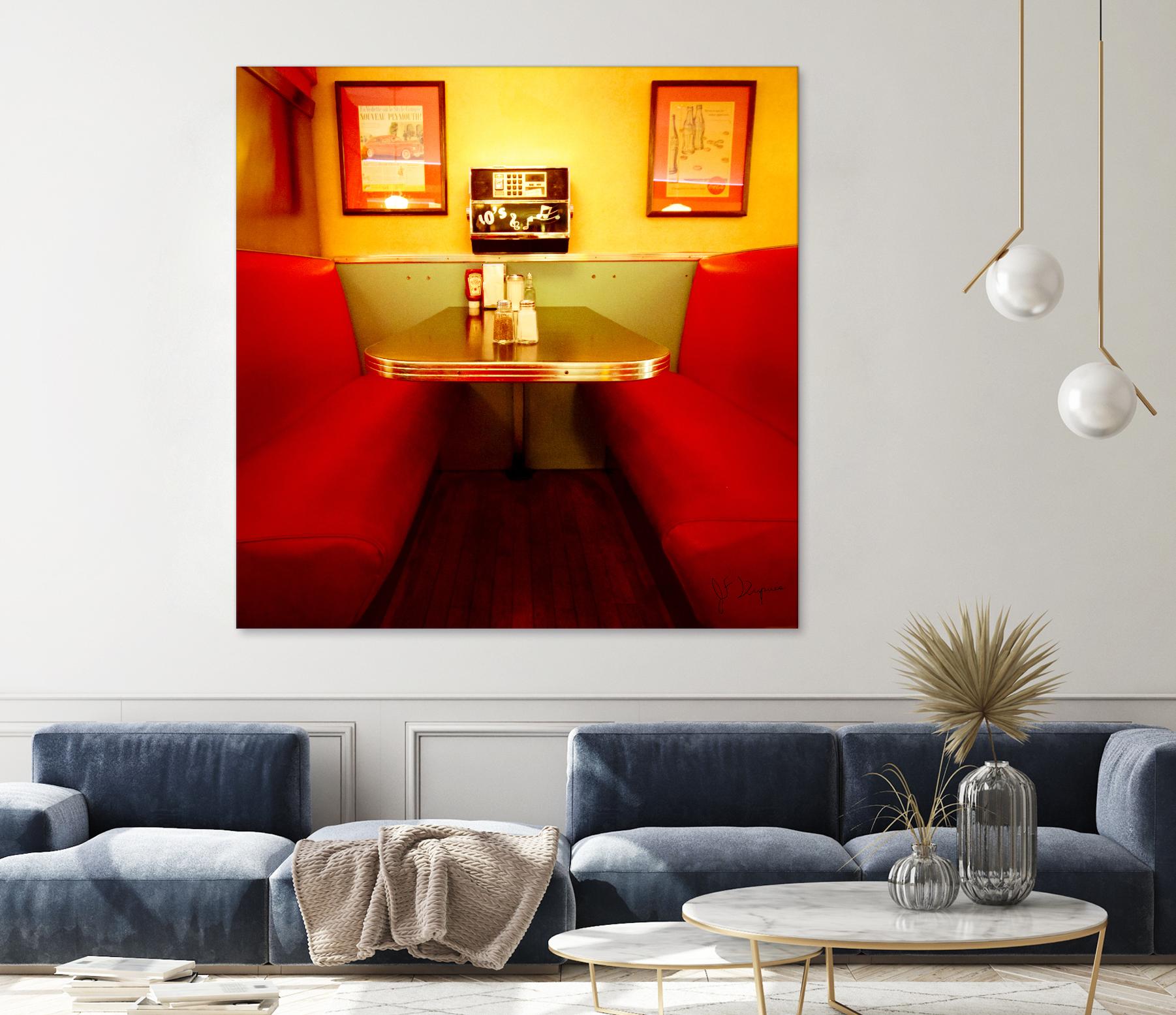 1945's diner IX by Jean-François Dupuis on GIANT ART - red vintage bench