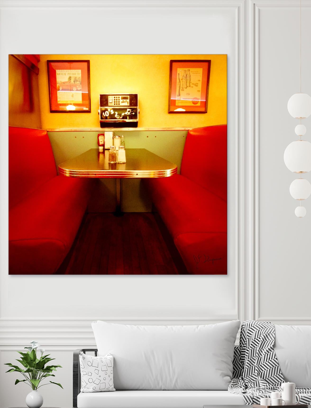 1945's diner IX by Jean-François Dupuis on GIANT ART - red vintage bench