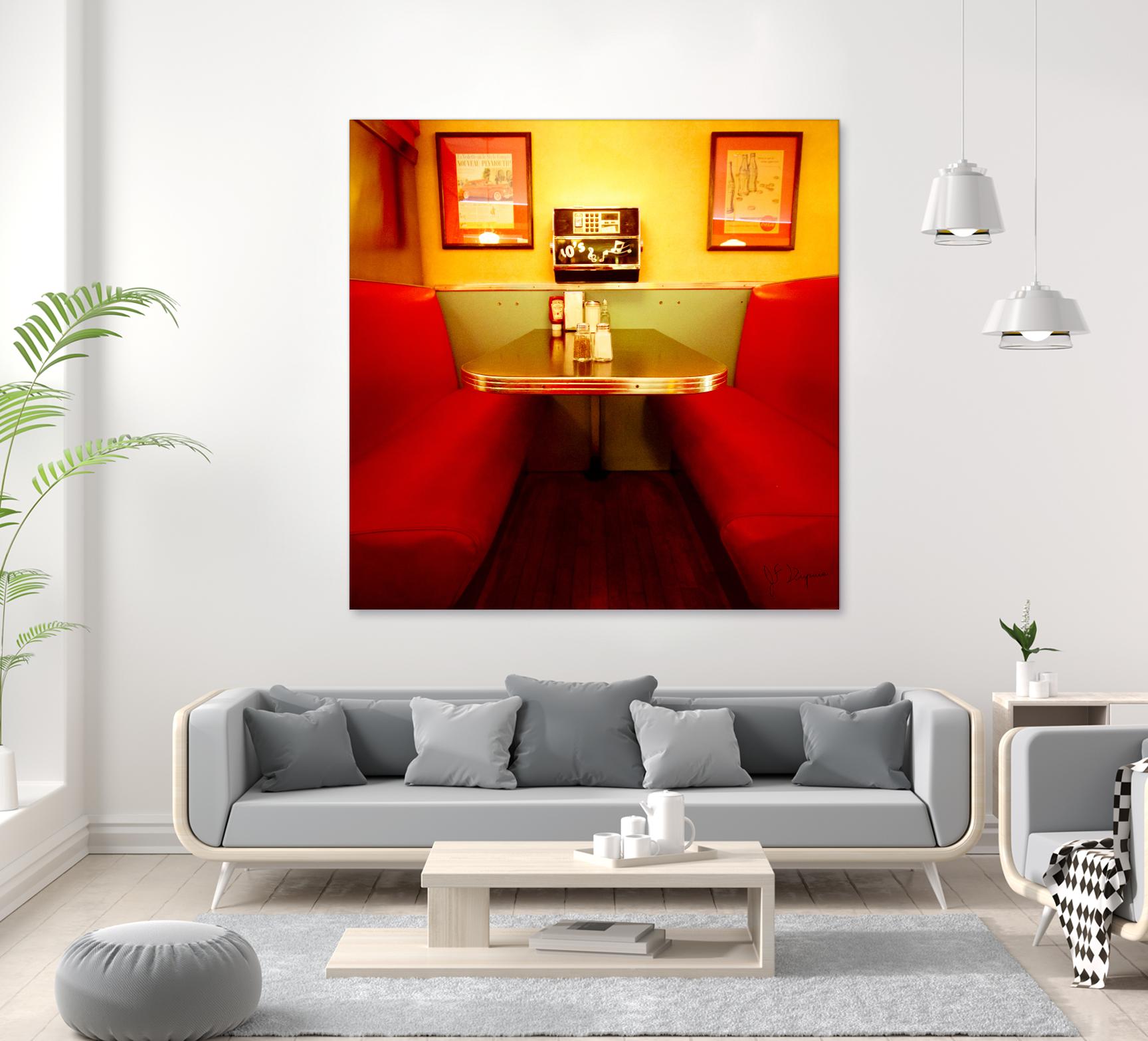 1945's diner IX by Jean-François Dupuis on GIANT ART - red vintage bench