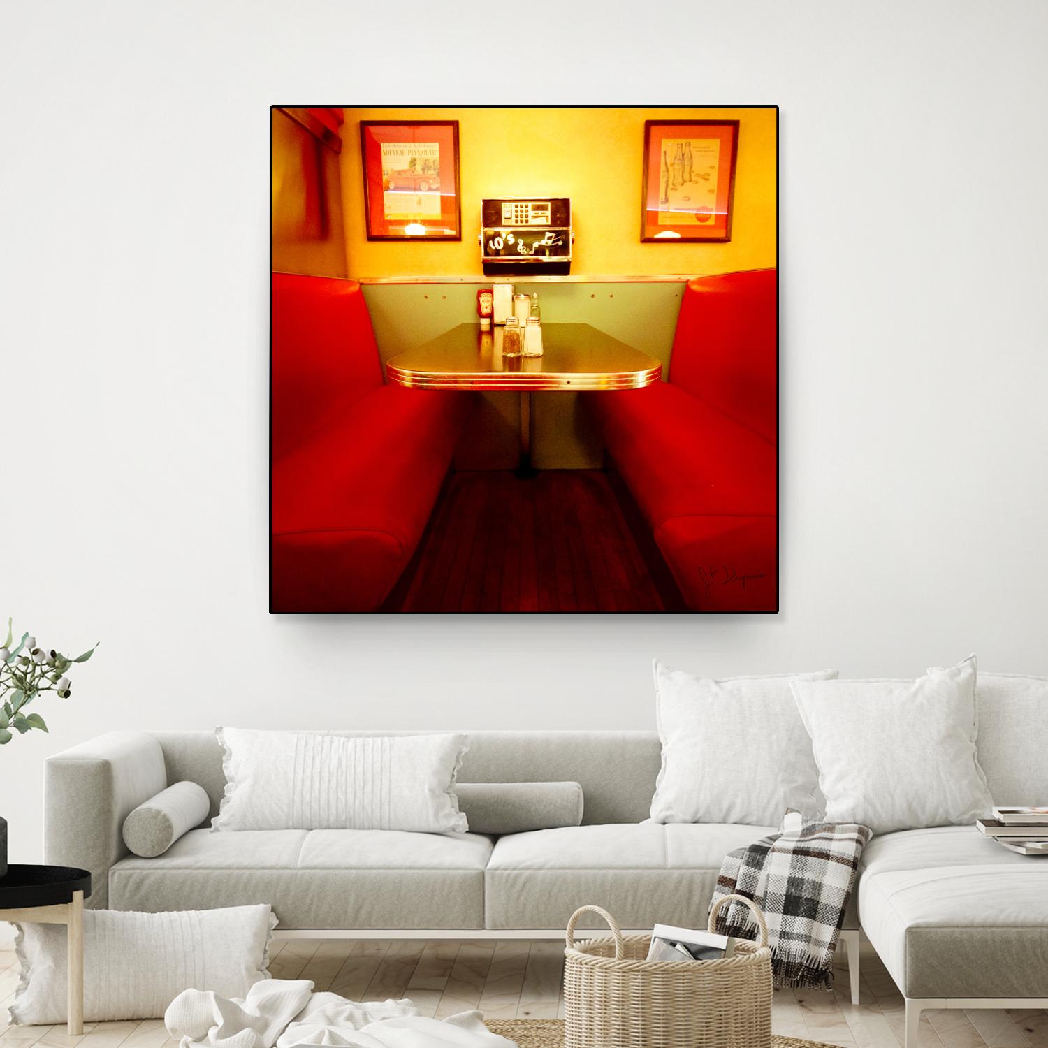 1945's diner IX by Jean-François Dupuis on GIANT ART - red vintage bench