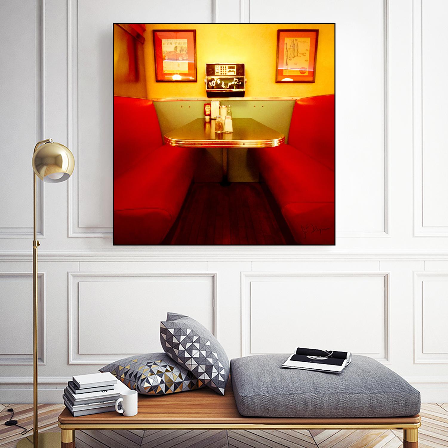 1945's diner IX by Jean-François Dupuis on GIANT ART - red vintage bench