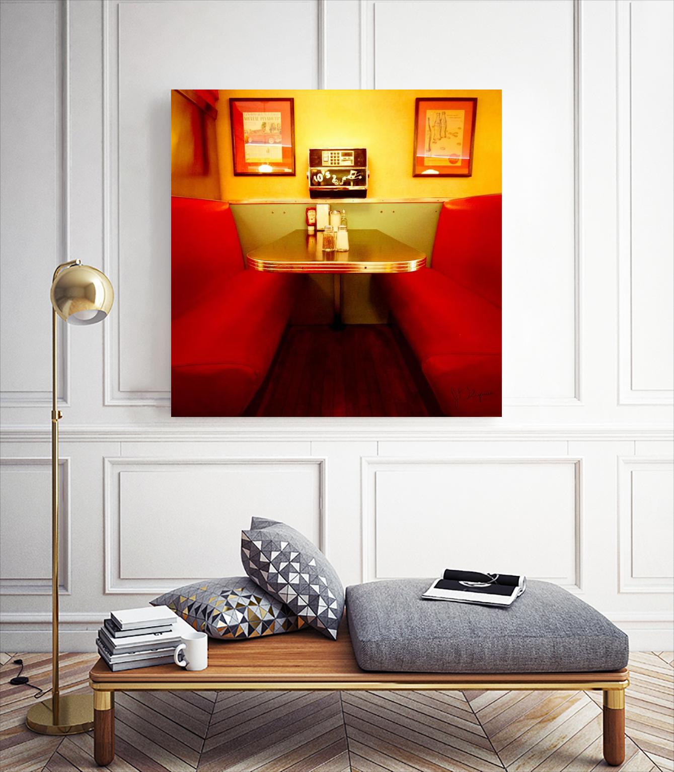 1945's diner IX by Jean-François Dupuis on GIANT ART - red vintage bench
