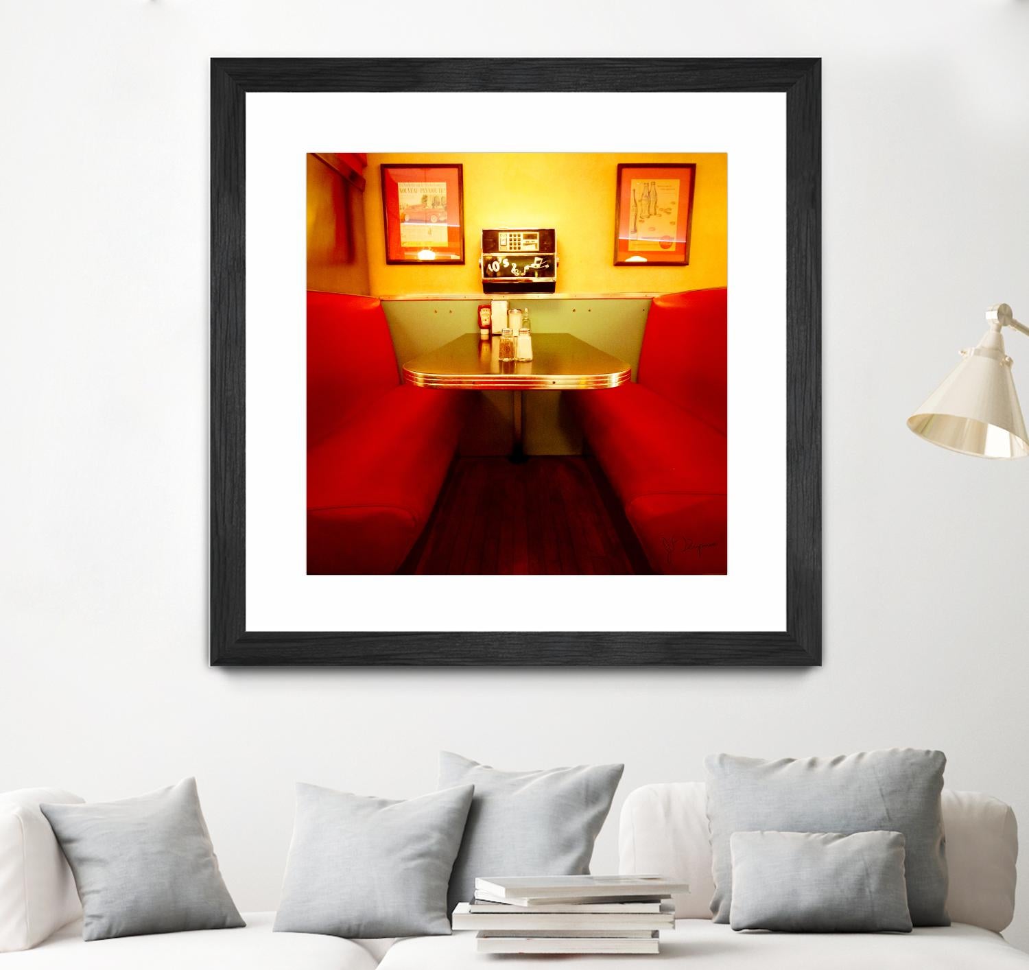 1945's diner IX by Jean-François Dupuis on GIANT ART - red vintage bench