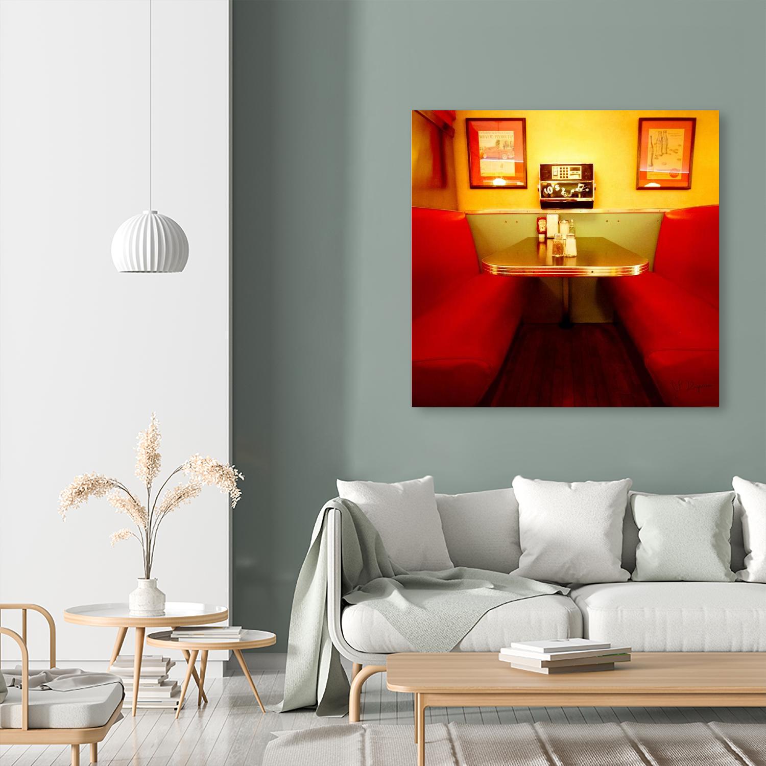 1945's diner IX by Jean-François Dupuis on GIANT ART - red vintage bench