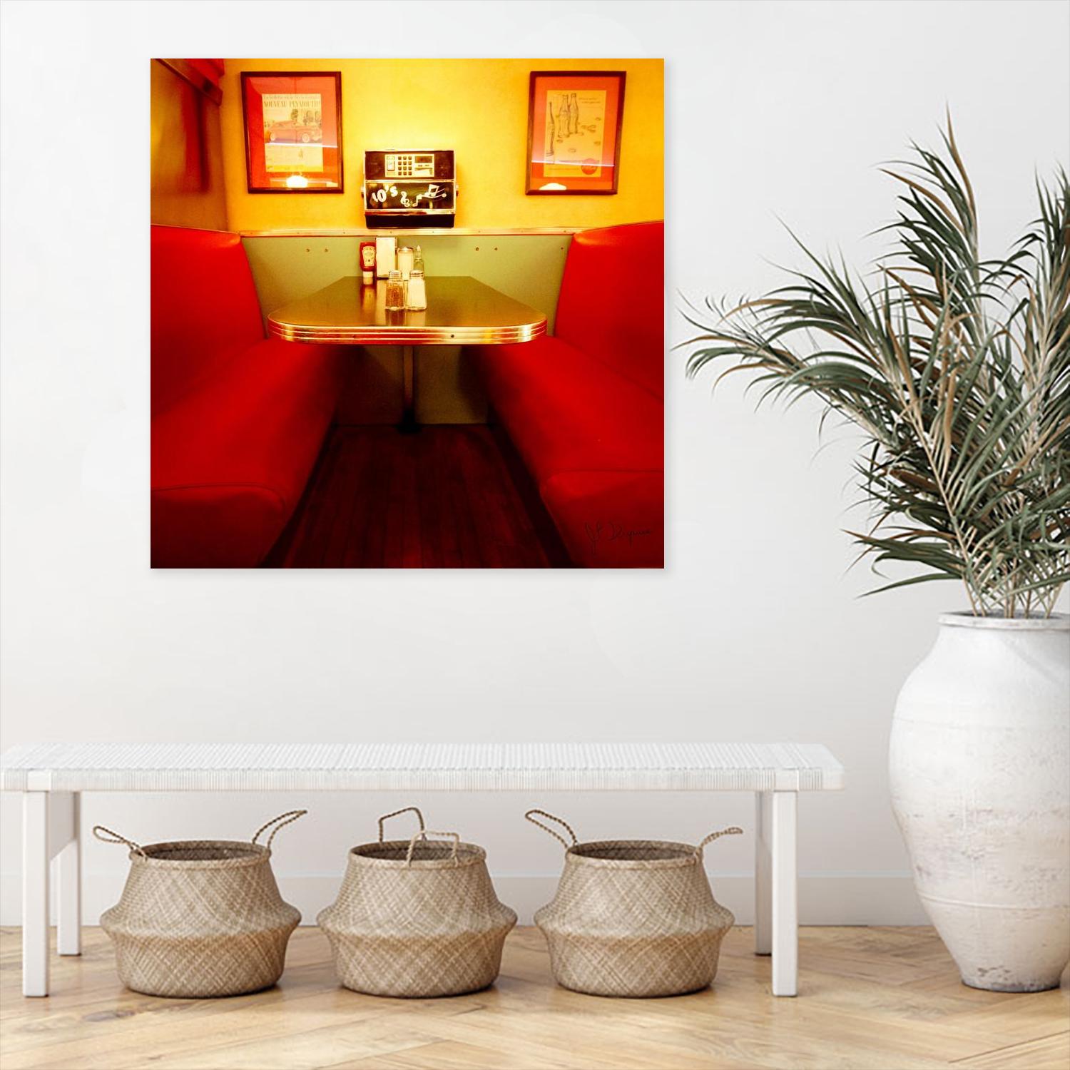 1945's diner IX by Jean-François Dupuis on GIANT ART - red vintage bench