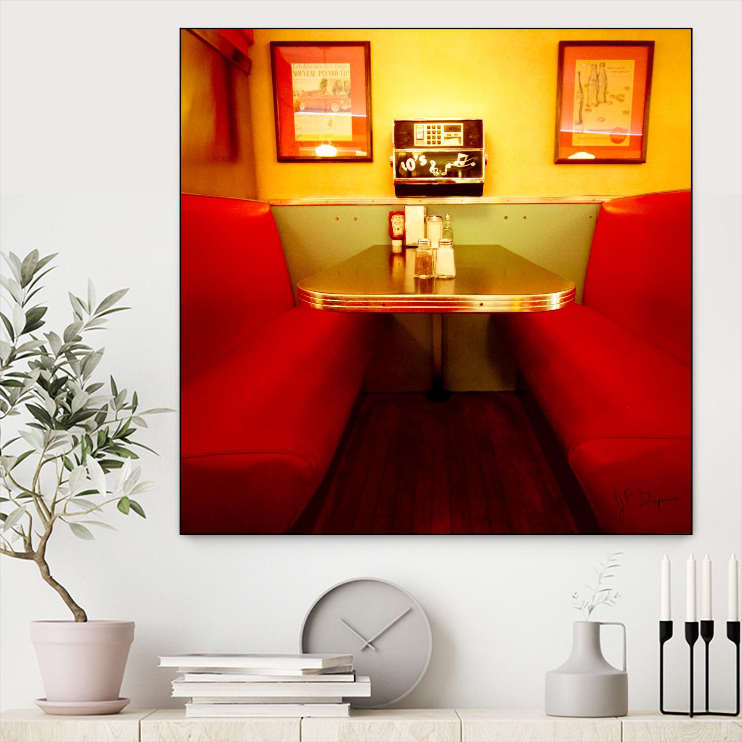 1945's diner IX by Jean-François Dupuis on GIANT ART - red vintage bench