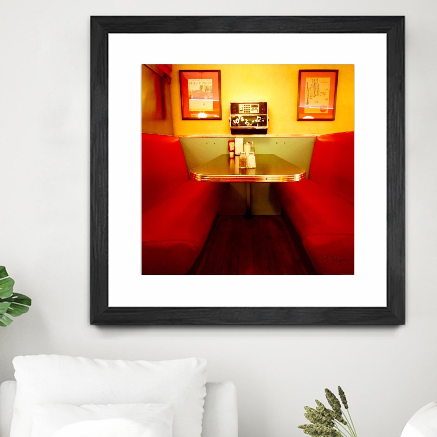 1945's diner IX by Jean-François Dupuis on GIANT ART - red vintage bench