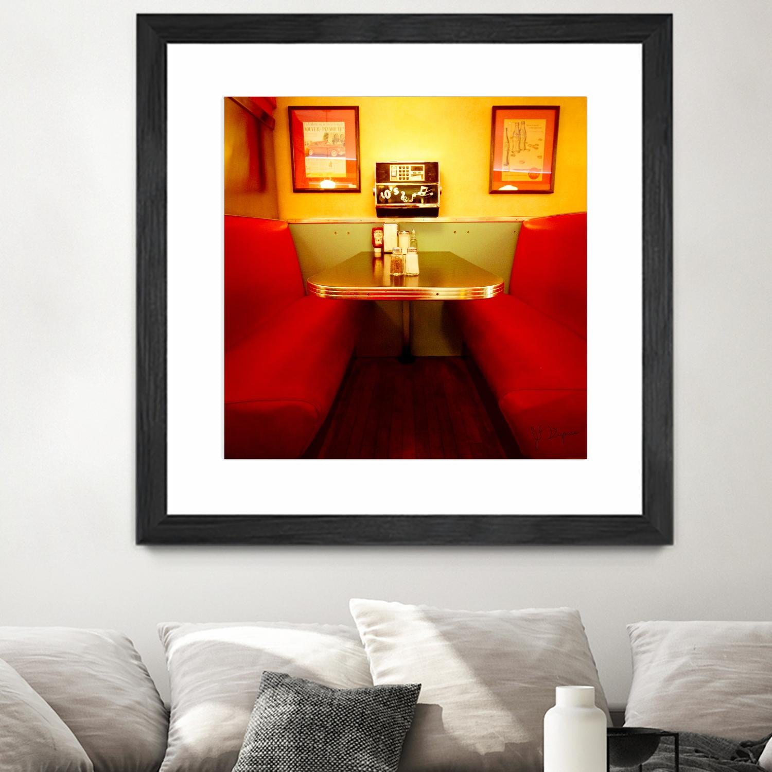 1945's diner IX by Jean-François Dupuis on GIANT ART - red vintage bench