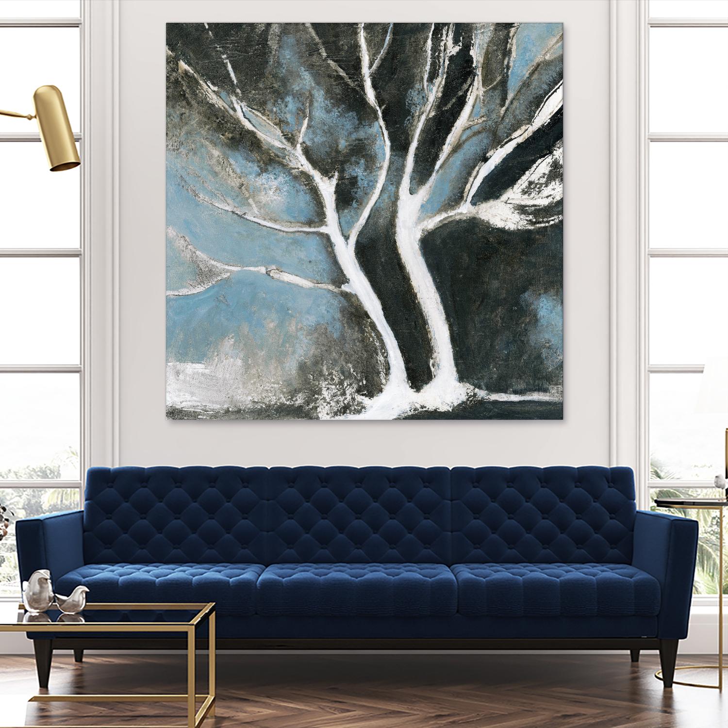 Glacial blue II by Kathleen Cloutier on GIANT ART - blue abstract arbres