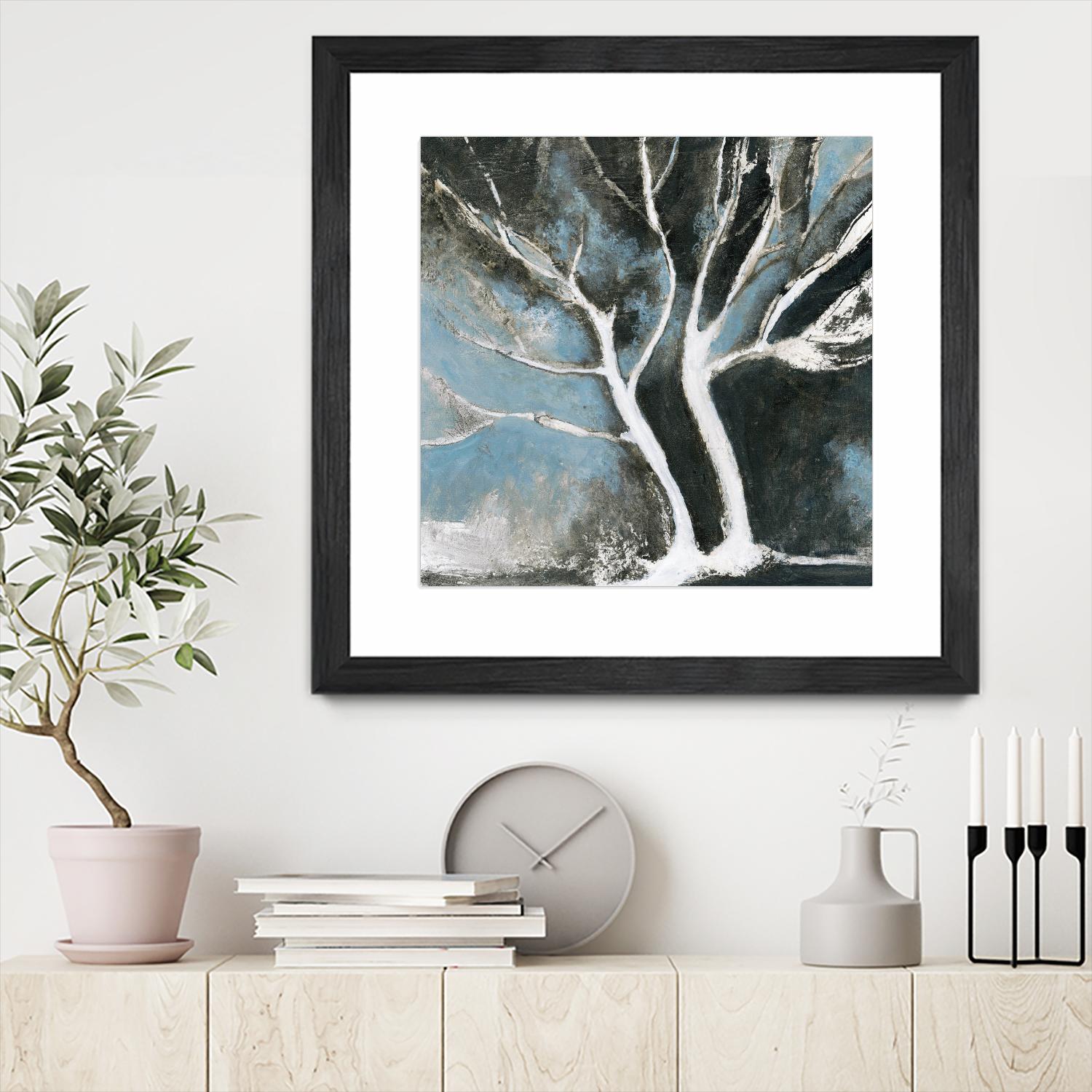 Glacial blue II by Kathleen Cloutier on GIANT ART - blue abstract arbres