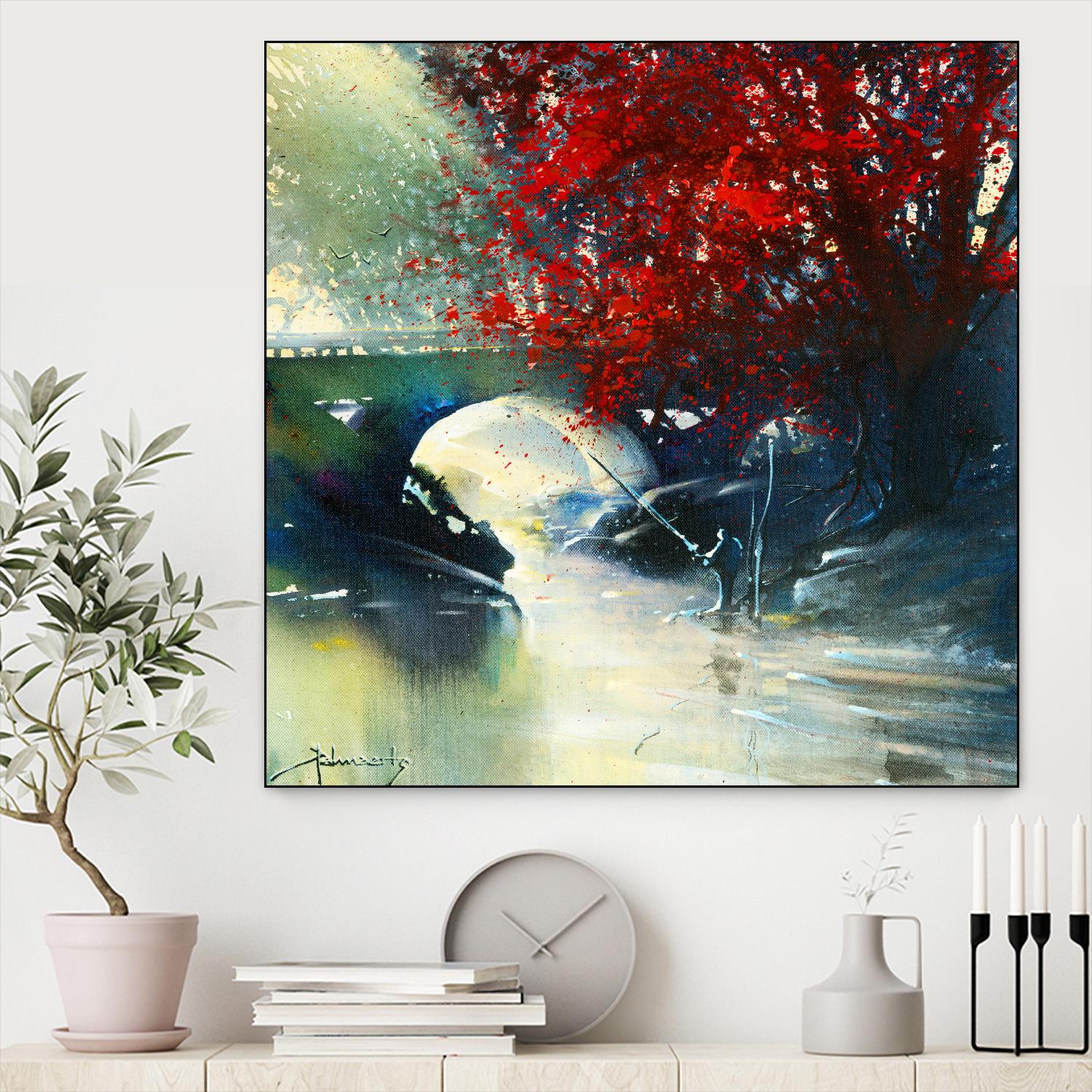 Voyage à 3 by Roland Palmaerts on GIANT ART - blue landscape