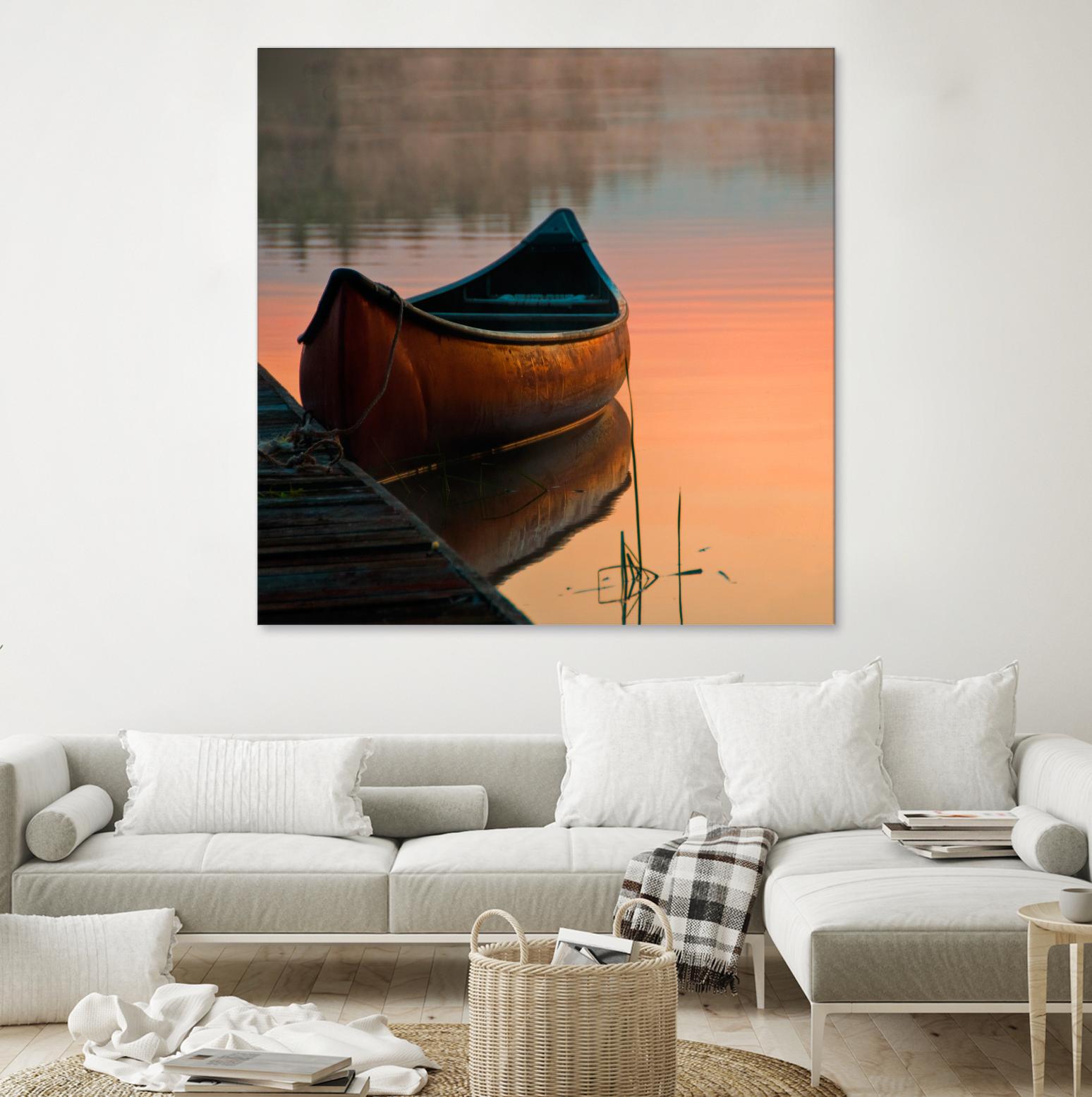 Canoe by Rick Schmidt on GIANT ART - brown sea scene