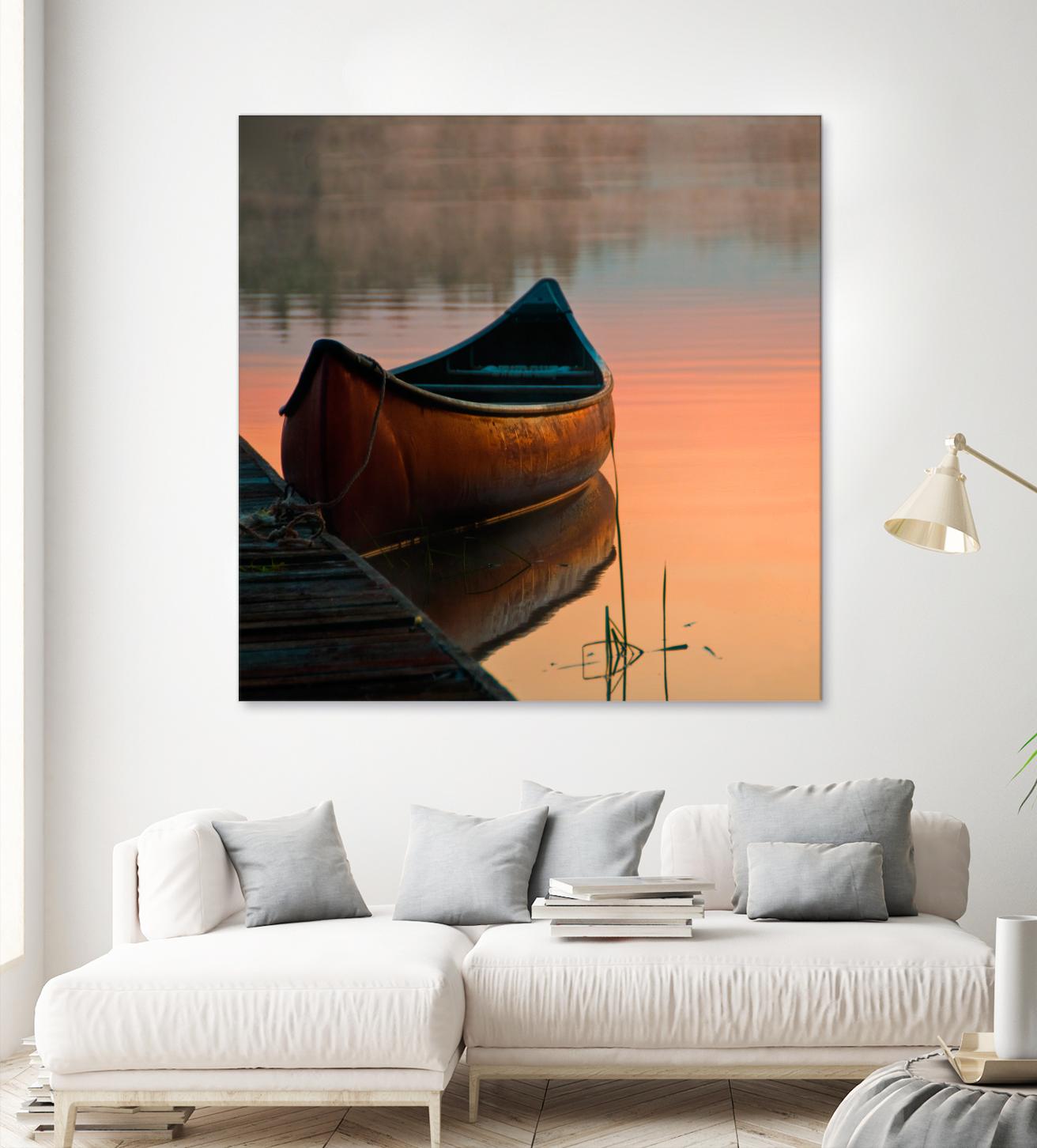 Canoe by Rick Schmidt on GIANT ART - brown sea scene