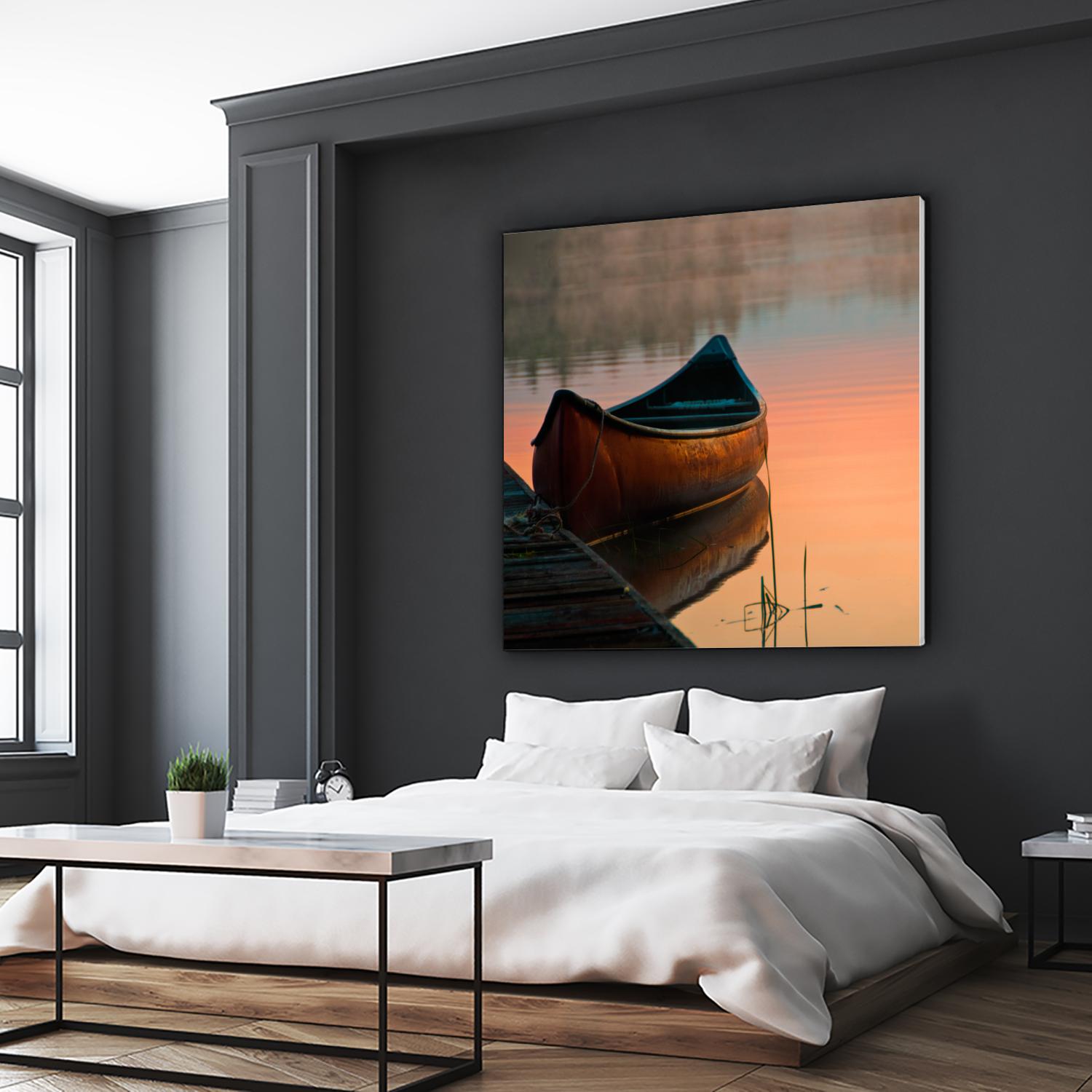 Canoe by Rick Schmidt on GIANT ART - brown sea scene