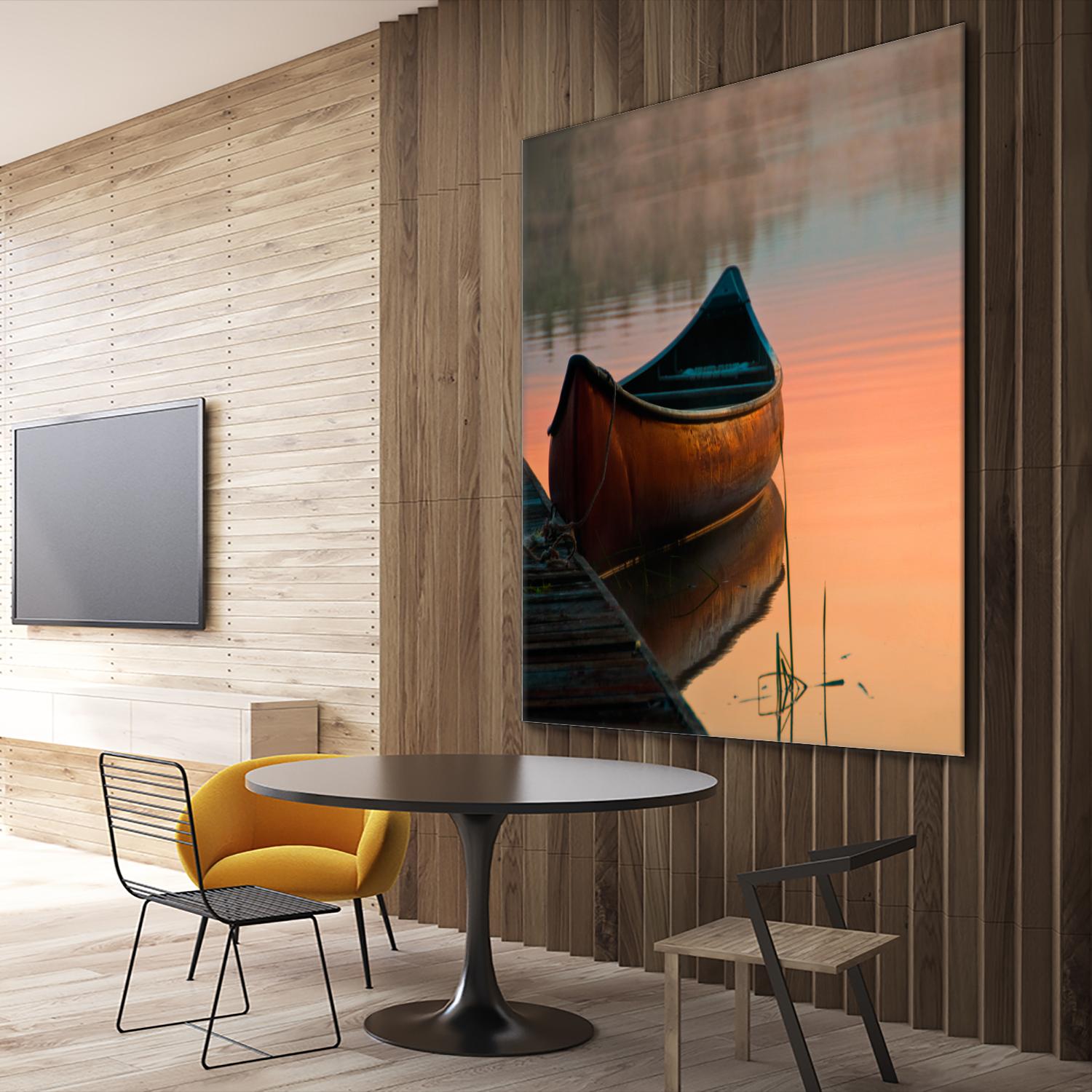 Canoe by Rick Schmidt on GIANT ART - brown sea scene