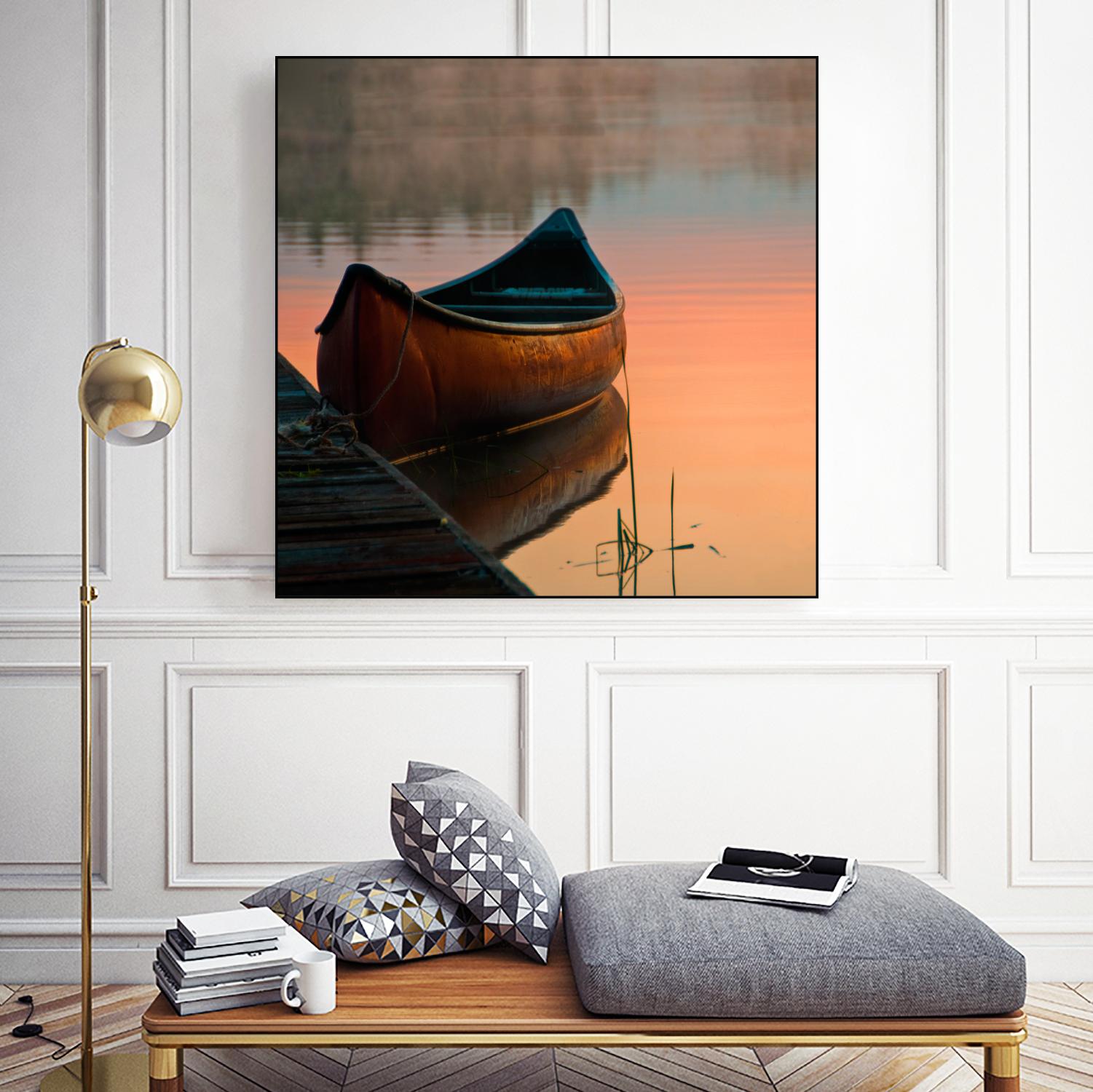 Canoe by Rick Schmidt on GIANT ART - brown sea scene