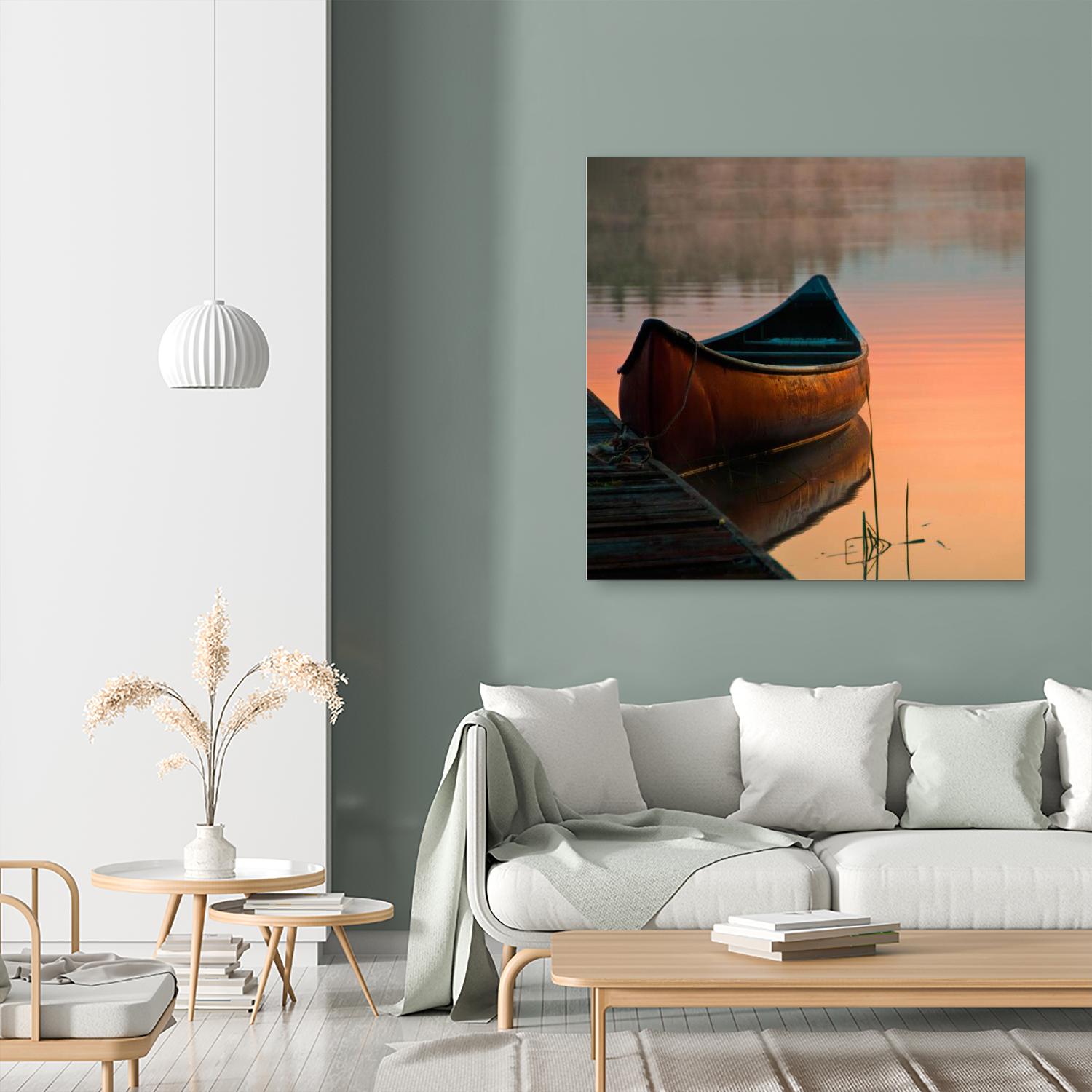 Canoe by Rick Schmidt on GIANT ART - brown sea scene