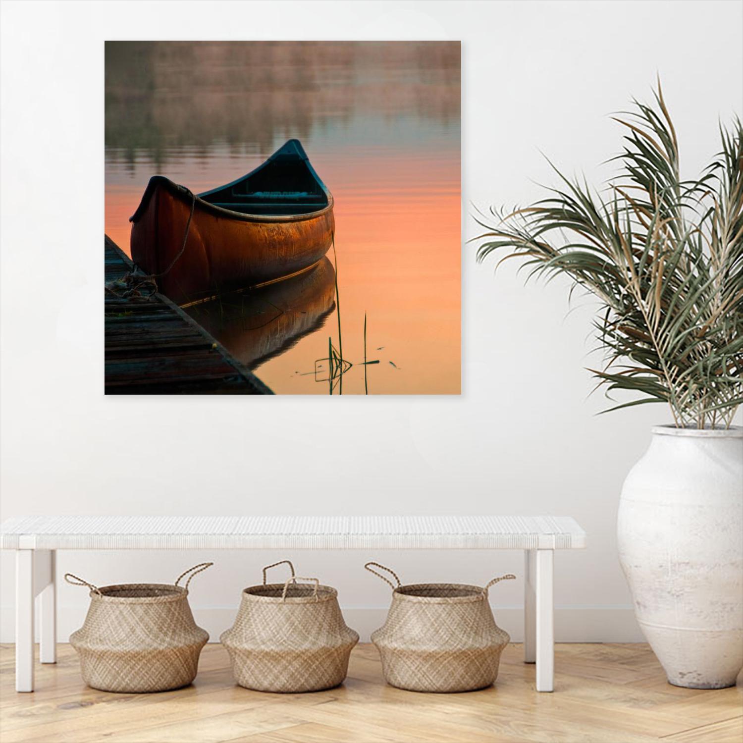 Canoe by Rick Schmidt on GIANT ART - brown sea scene