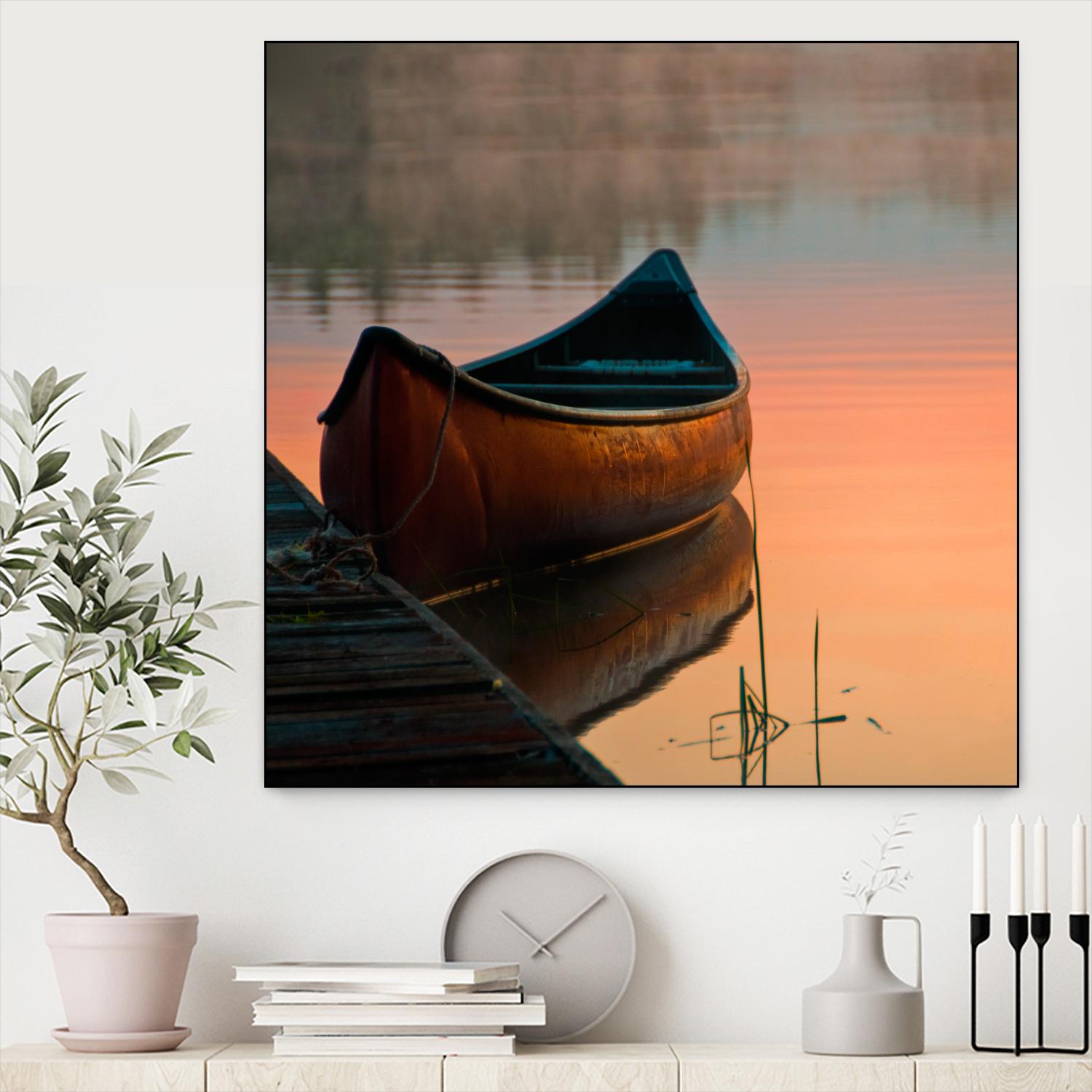 Canoe by Rick Schmidt on GIANT ART - brown sea scene