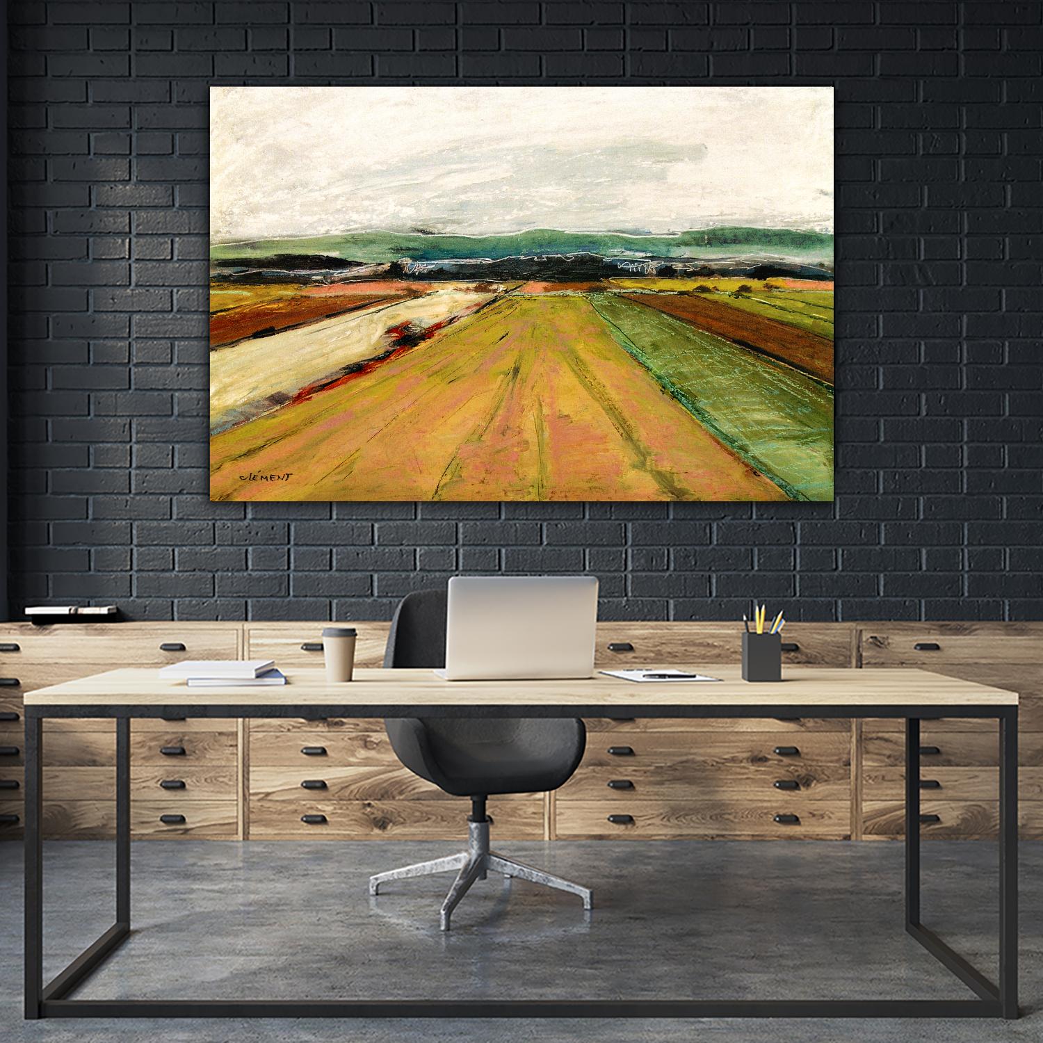 Colored Fields II by Jacques Clement on GIANT ART - yellow landscape