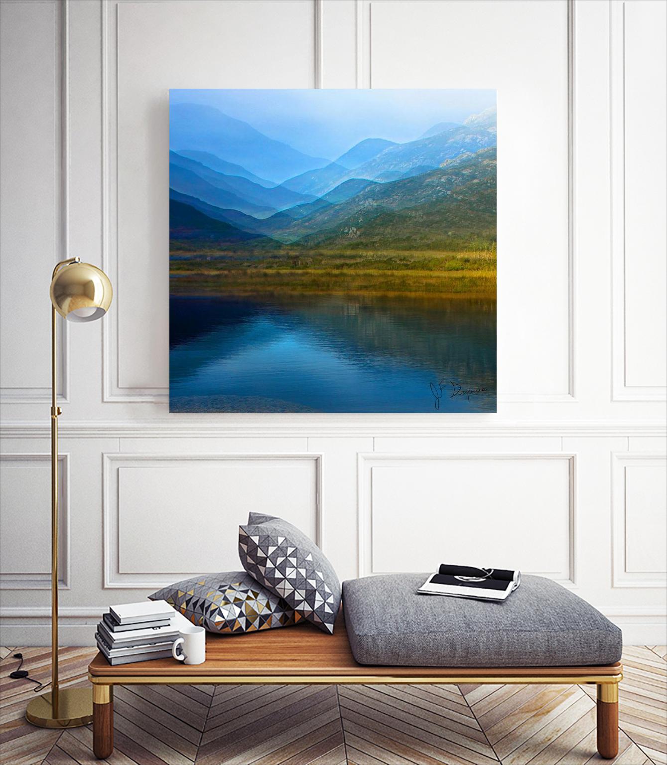 King of the mountain I by Jean-François Dupuis on GIANT ART - blue landscape