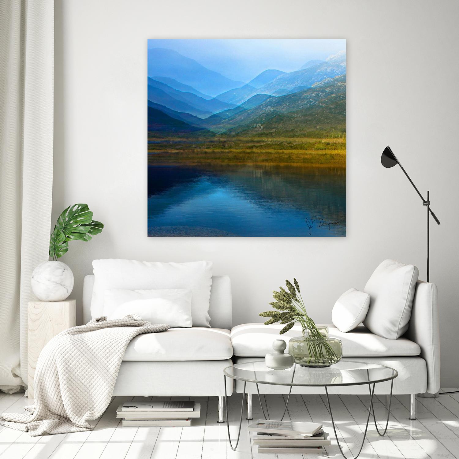 King of the mountain I by Jean-François Dupuis on GIANT ART - blue landscape