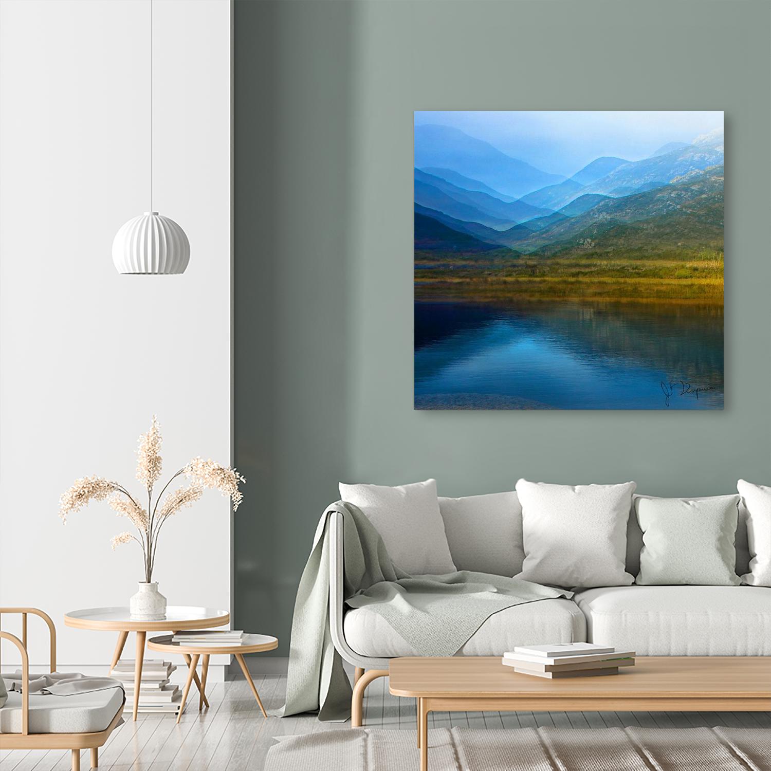 King of the mountain I by Jean-François Dupuis on GIANT ART - blue landscape