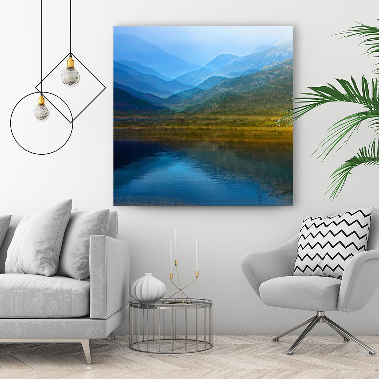 King of the mountain I by Jean-François Dupuis on GIANT ART - blue landscape