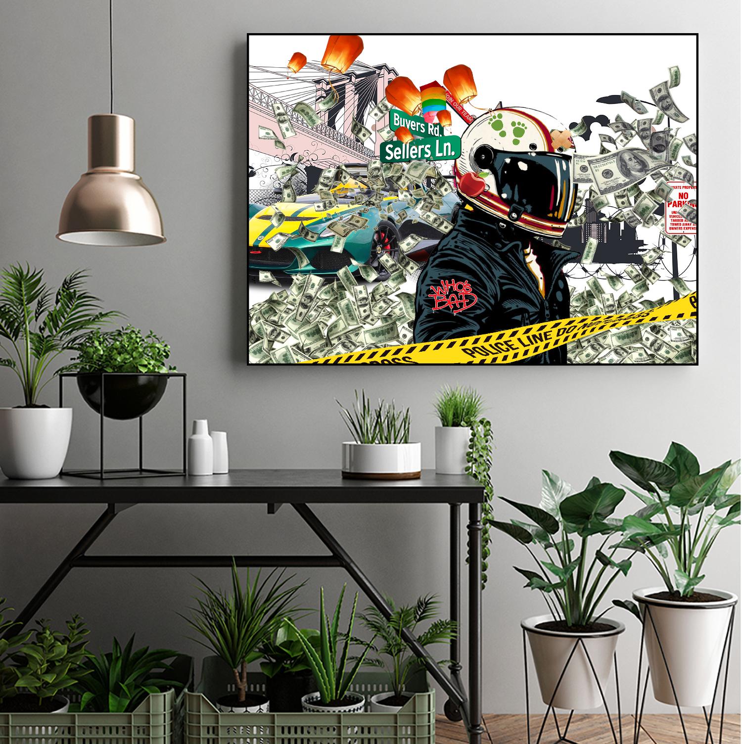 Urban Street by Carole St-Germain on GIANT ART - green digital motorcyclist