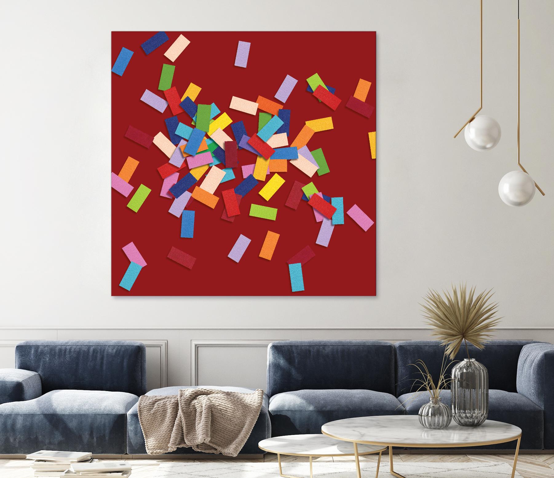 CONFETTI B -rouge by Celine Cimon on GIANT ART - red abstract canadian