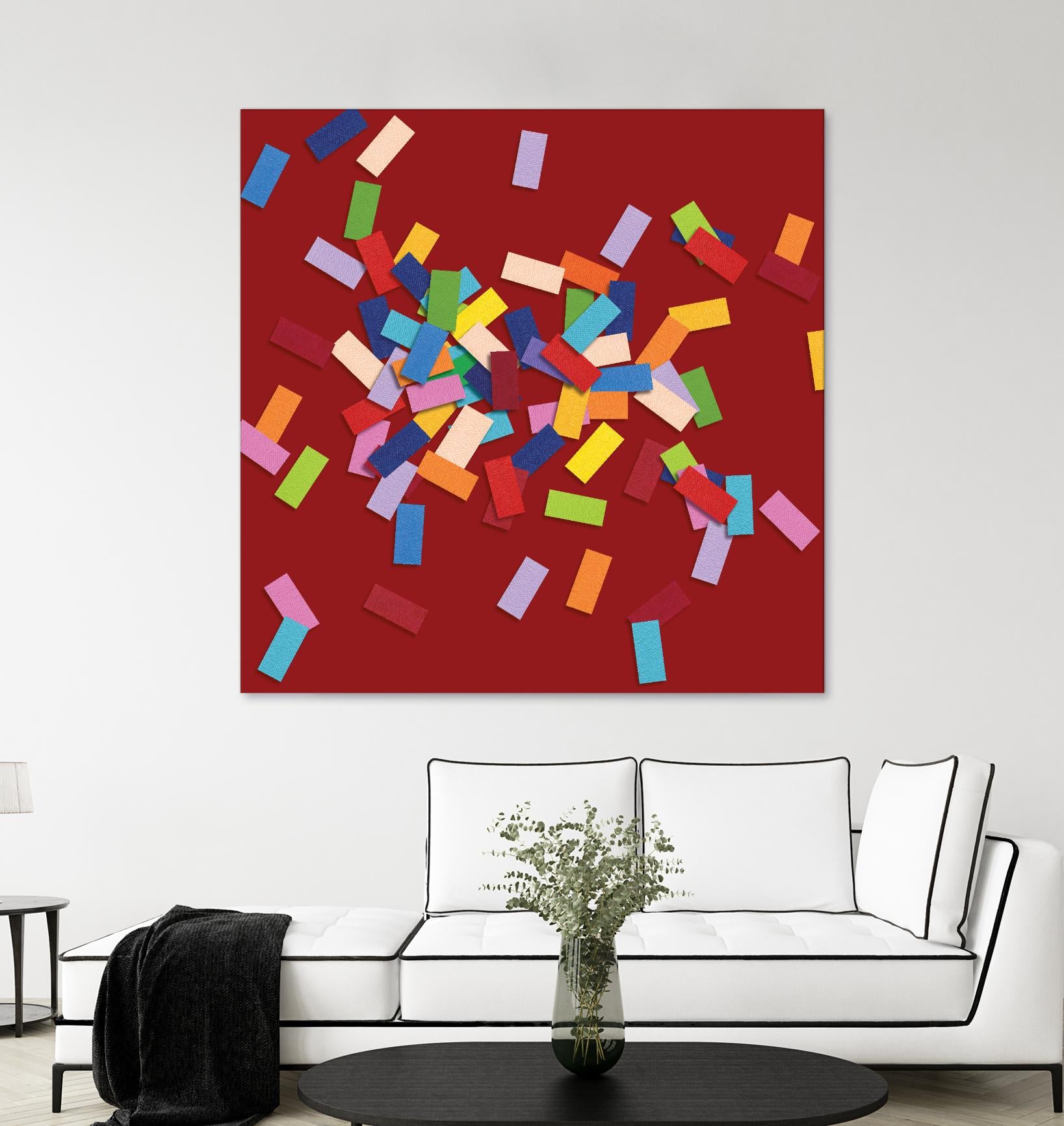 CONFETTI B -rouge by Celine Cimon on GIANT ART - red abstract canadian