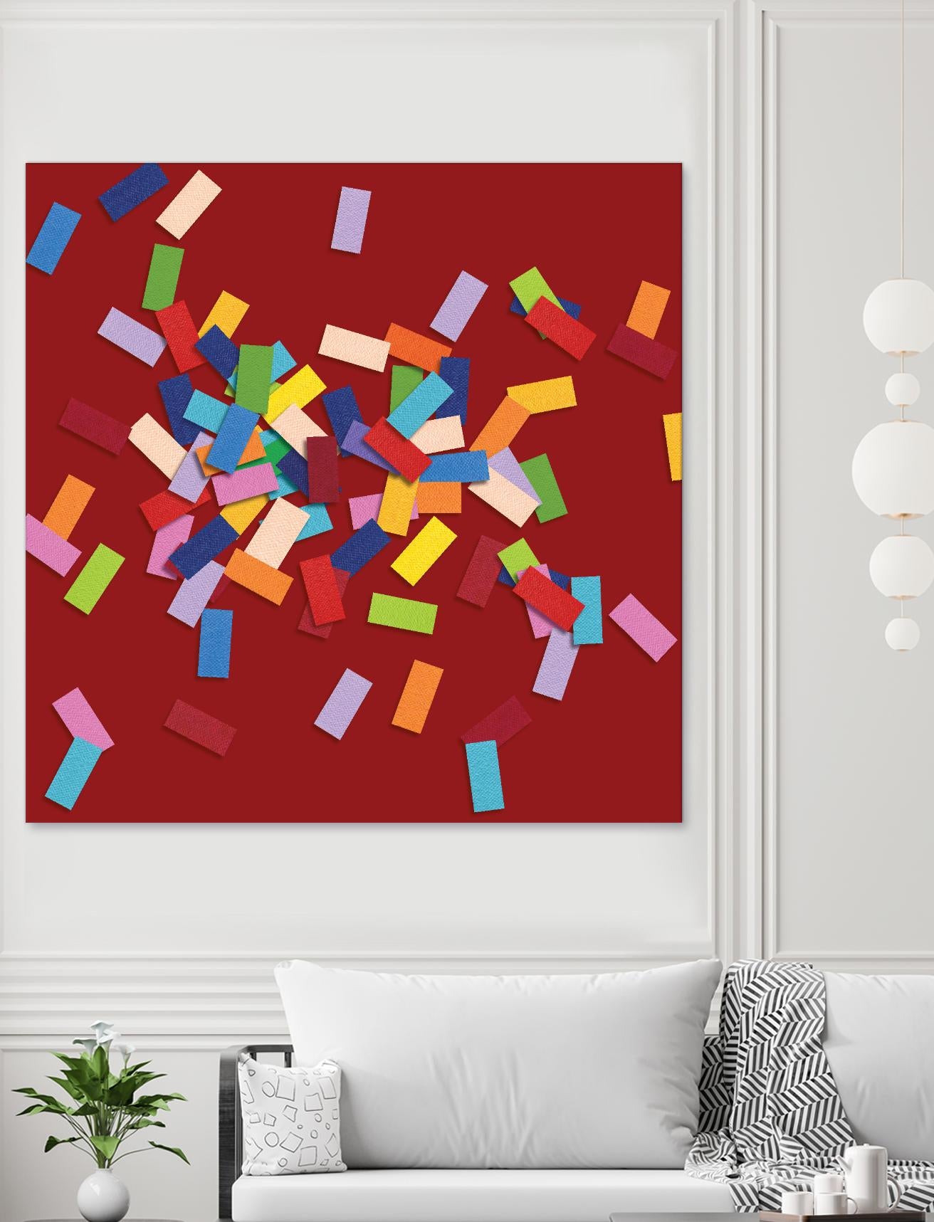 CONFETTI B -rouge by Celine Cimon on GIANT ART - red abstract canadian