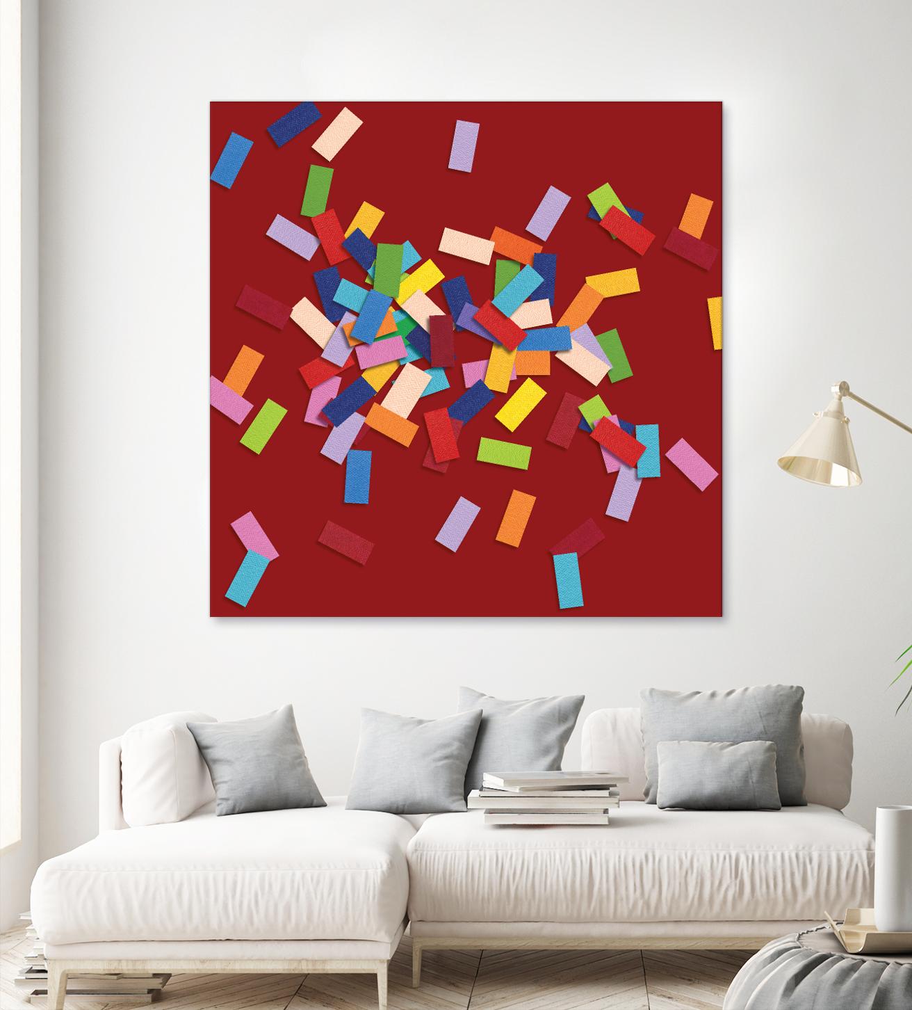 CONFETTI B -rouge by Celine Cimon on GIANT ART - red abstract canadian