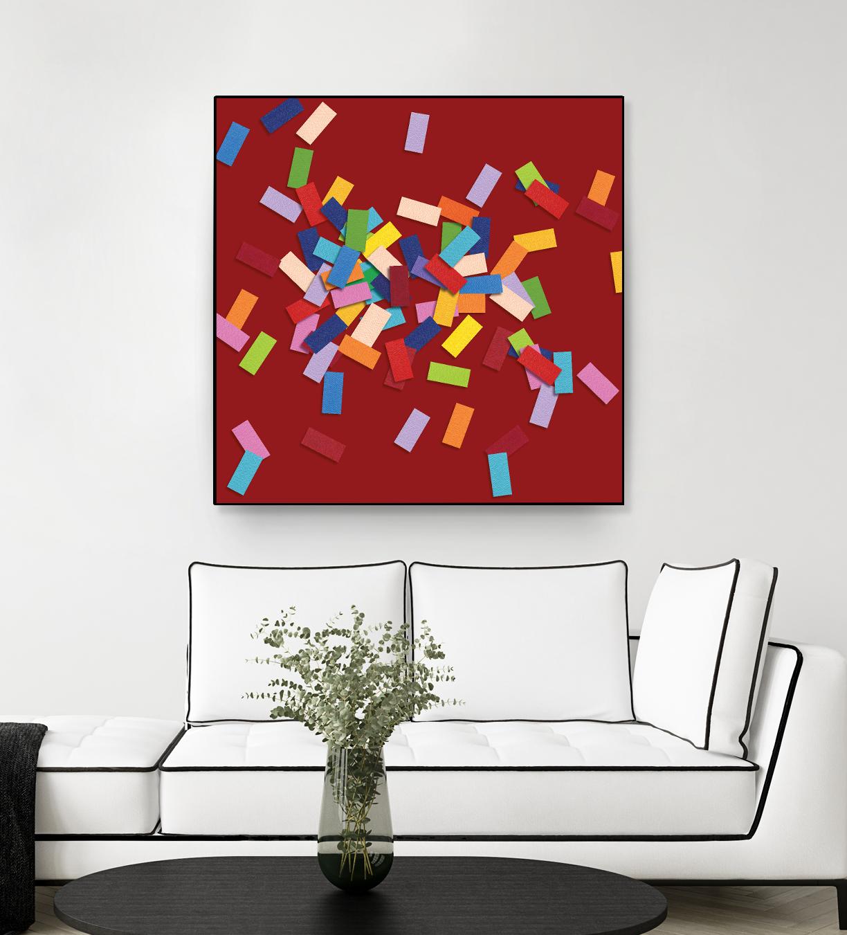 CONFETTI B -rouge by Celine Cimon on GIANT ART - red abstract canadian