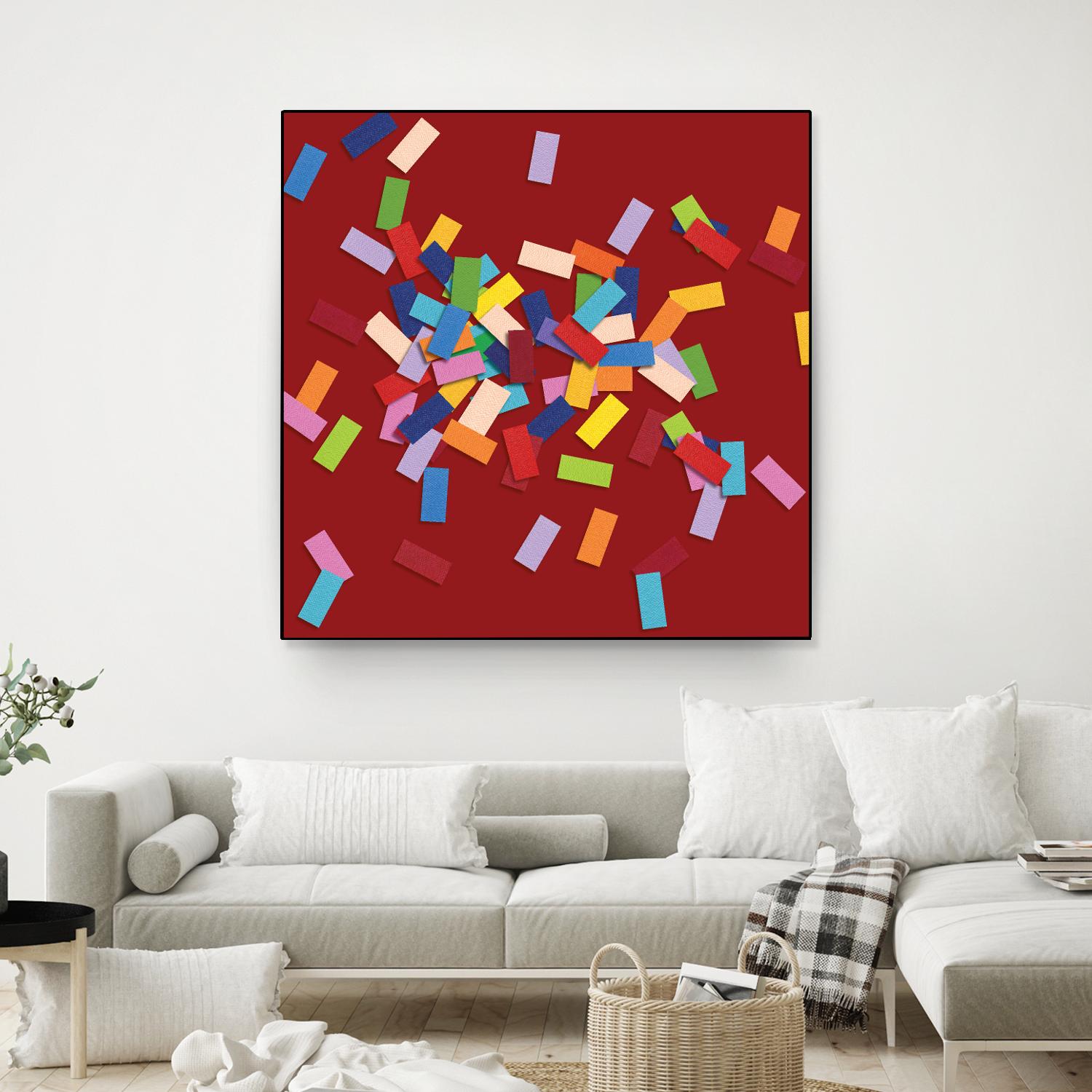 CONFETTI B -rouge by Celine Cimon on GIANT ART - red abstract canadian