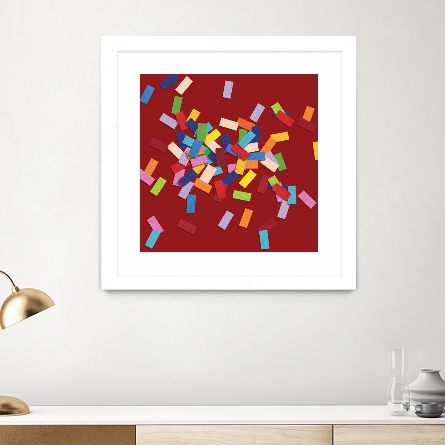 CONFETTI B -rouge by Celine Cimon on GIANT ART - red abstract canadian