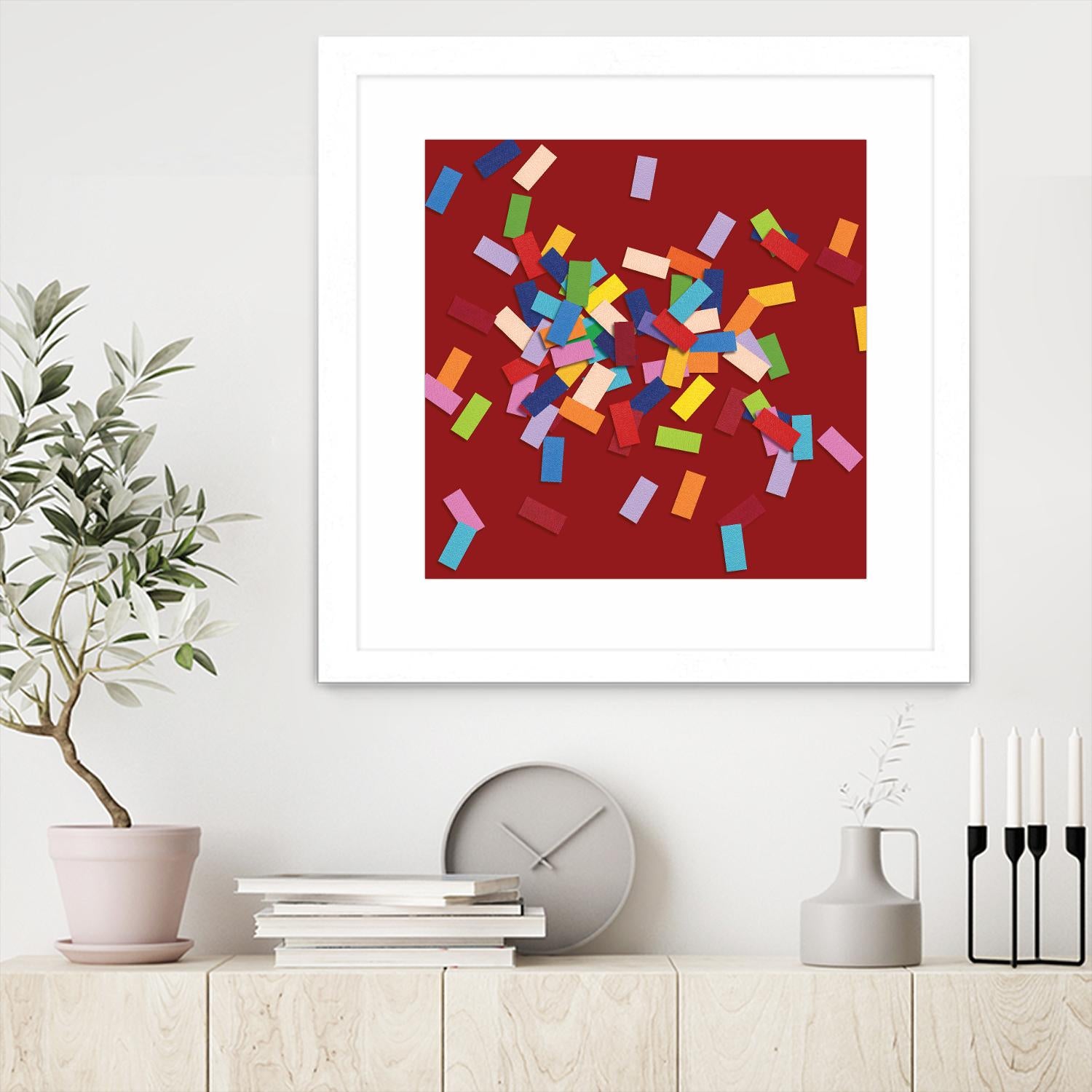 CONFETTI B -rouge by Celine Cimon on GIANT ART - red abstract canadian