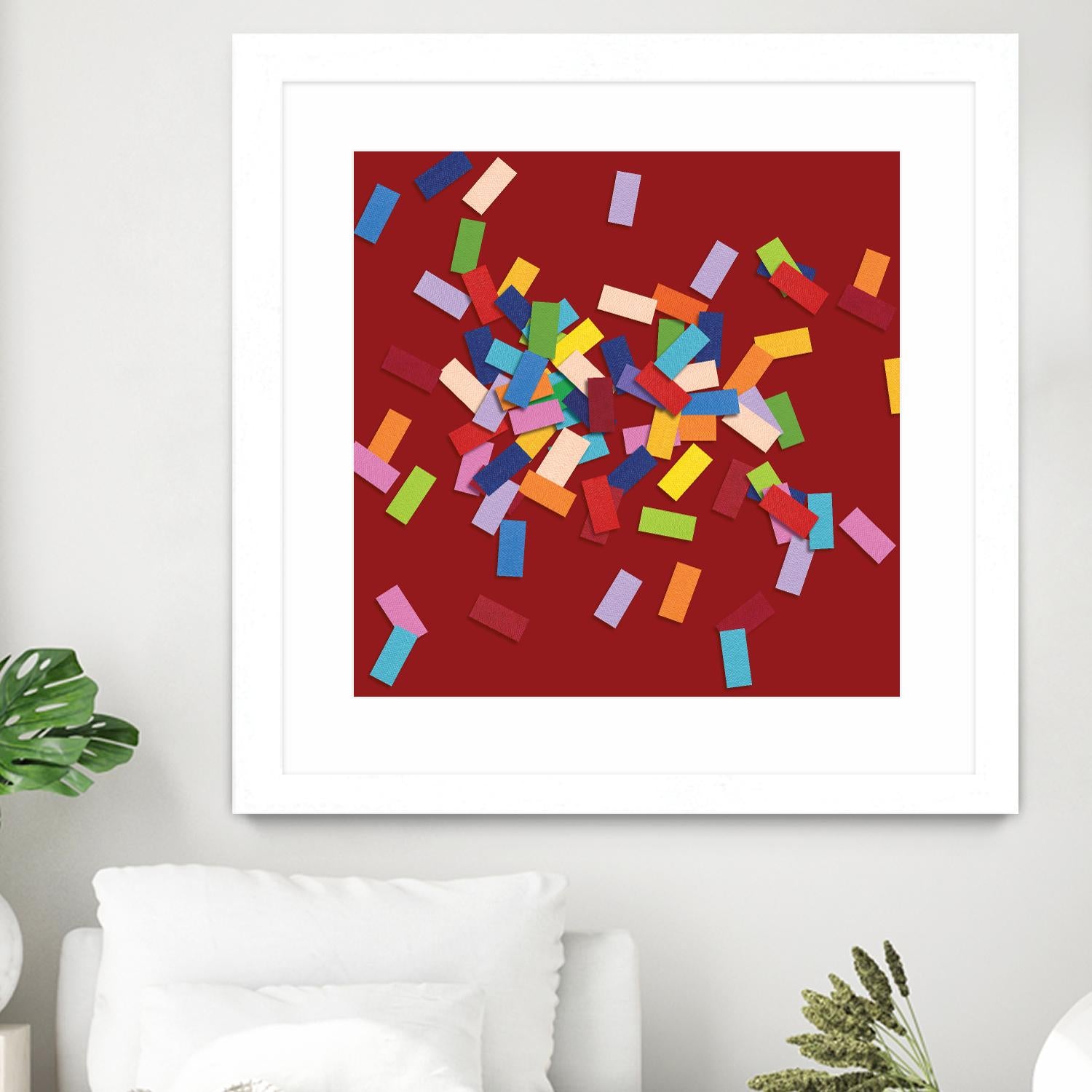 CONFETTI B -rouge by Celine Cimon on GIANT ART - red abstract canadian