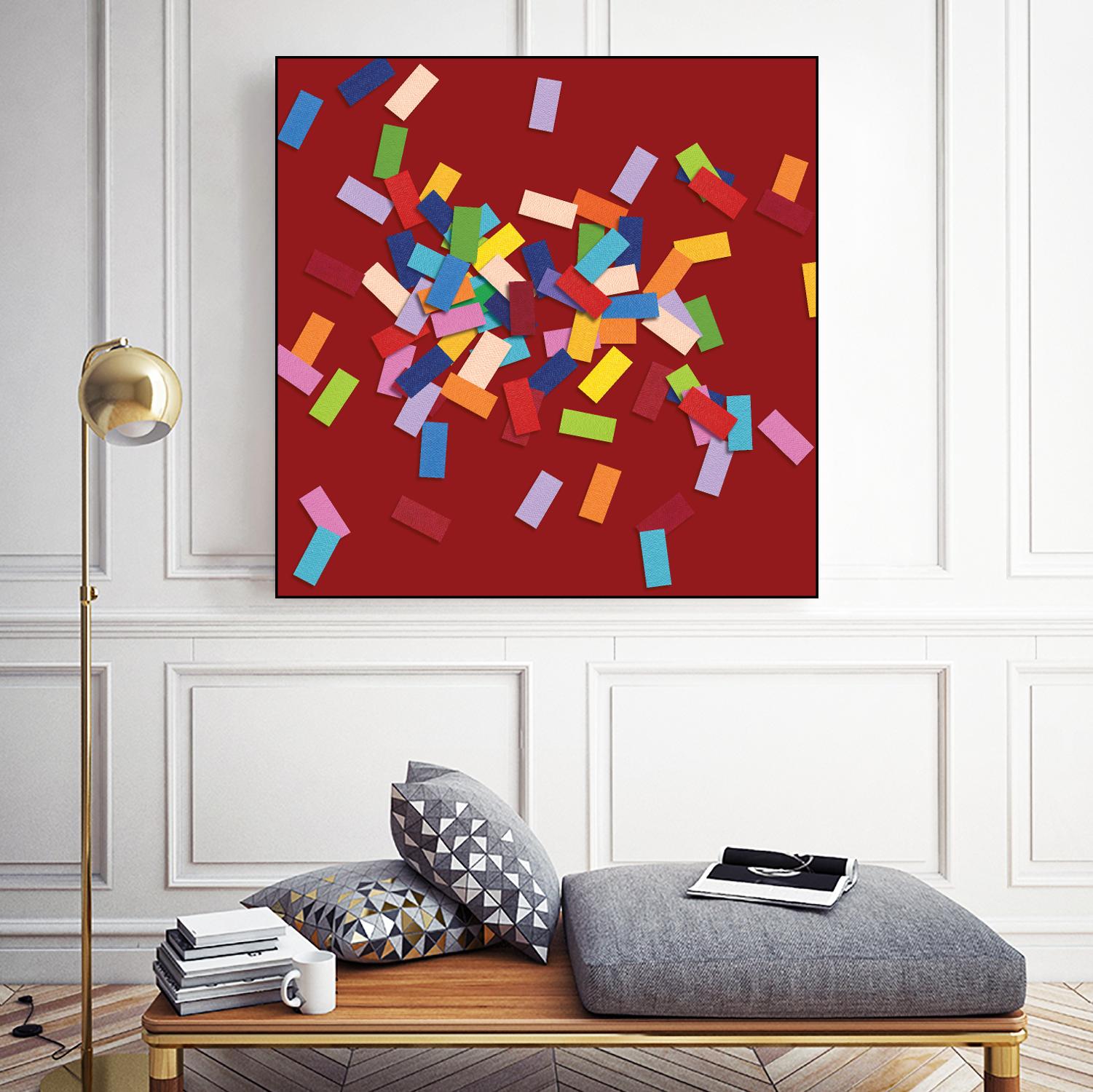 CONFETTI B -rouge by Celine Cimon on GIANT ART - red abstract canadian